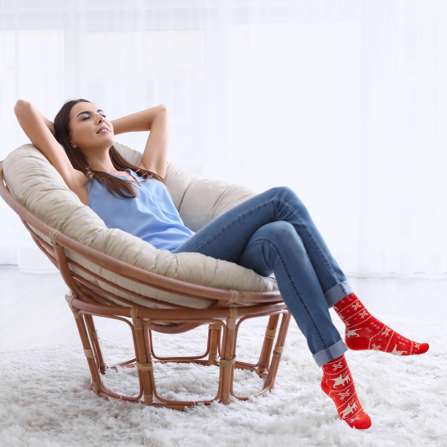 KHJCXS 6 Pairs Women Colorful Fun Novelty Socks spring gifts for women striped socks compression stockings Fluffy Soft Warm for Women Girl - Medaid International