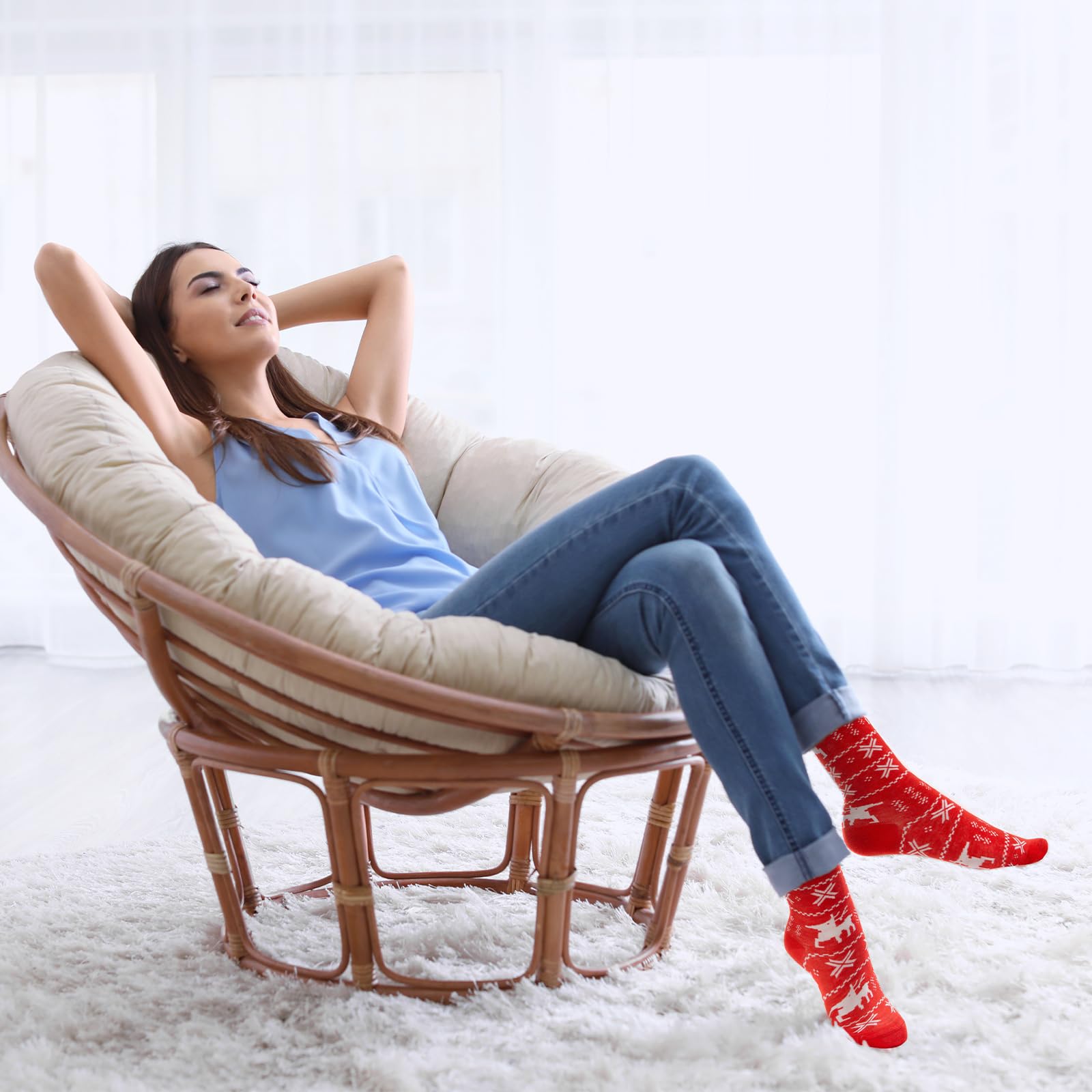 KHJCXS 6 Pairs Women Colorful Fun Novelty Socks spring gifts for women striped socks compression stockings Fluffy Soft Warm for Women Girl - Medaid International