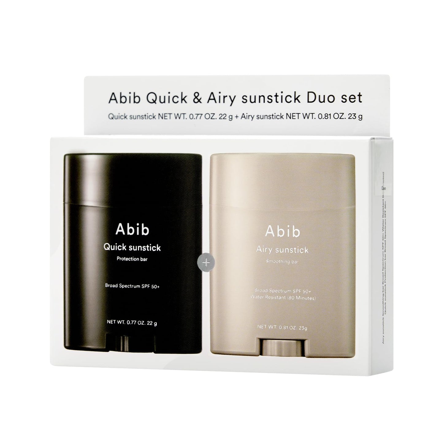 Abib Airy & Quick Sunstick DUO Broad Spectrum SPF50+ 1.58 oz / 45g (Semi-matte & Glowing) | Korean Suncreen Stick Suncare Sunblock, No Whitecast, Protector Solar Barra, Water resistant - Medaid International
