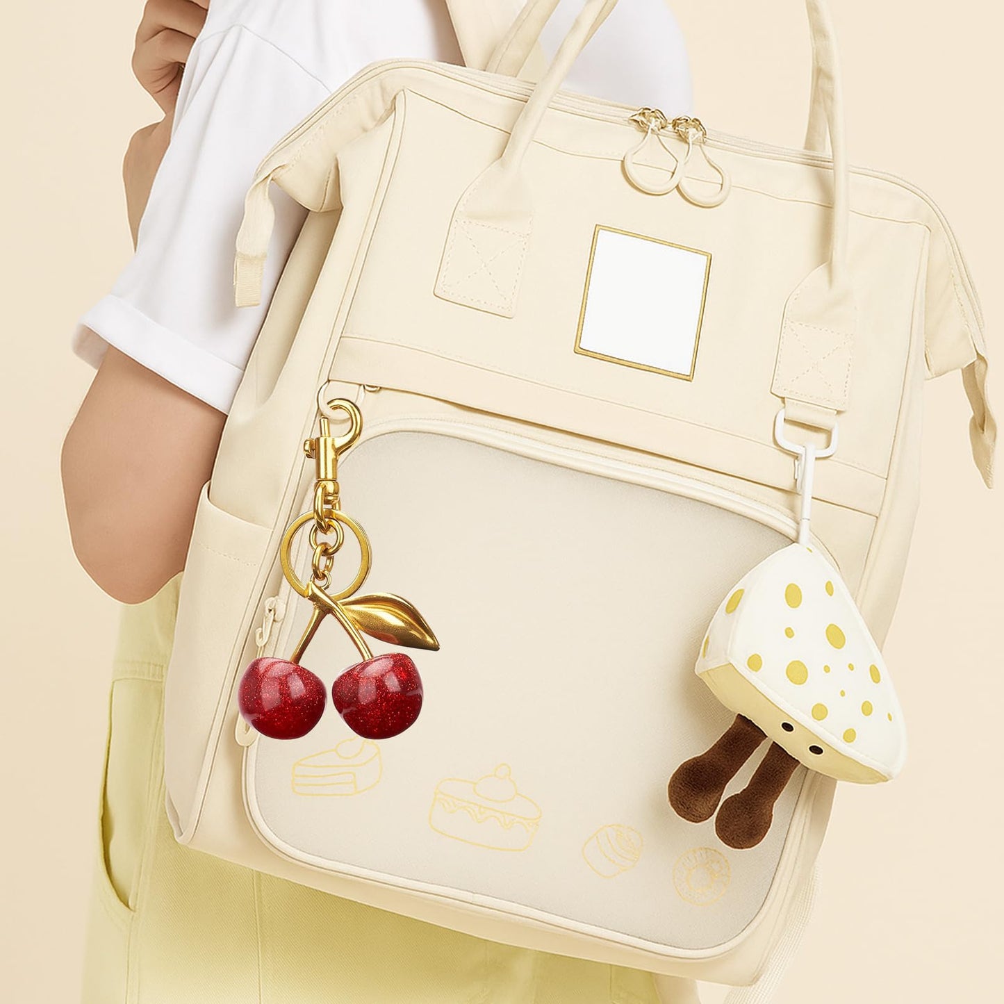 Crizaor Cherry Bag Charm Purse Charms Keychain- Car Cherry Accessories keychians Gifts for Women Mom Daughter Gifts Christmas For Women Valentine Bag Accessory Christmas - Medaid International