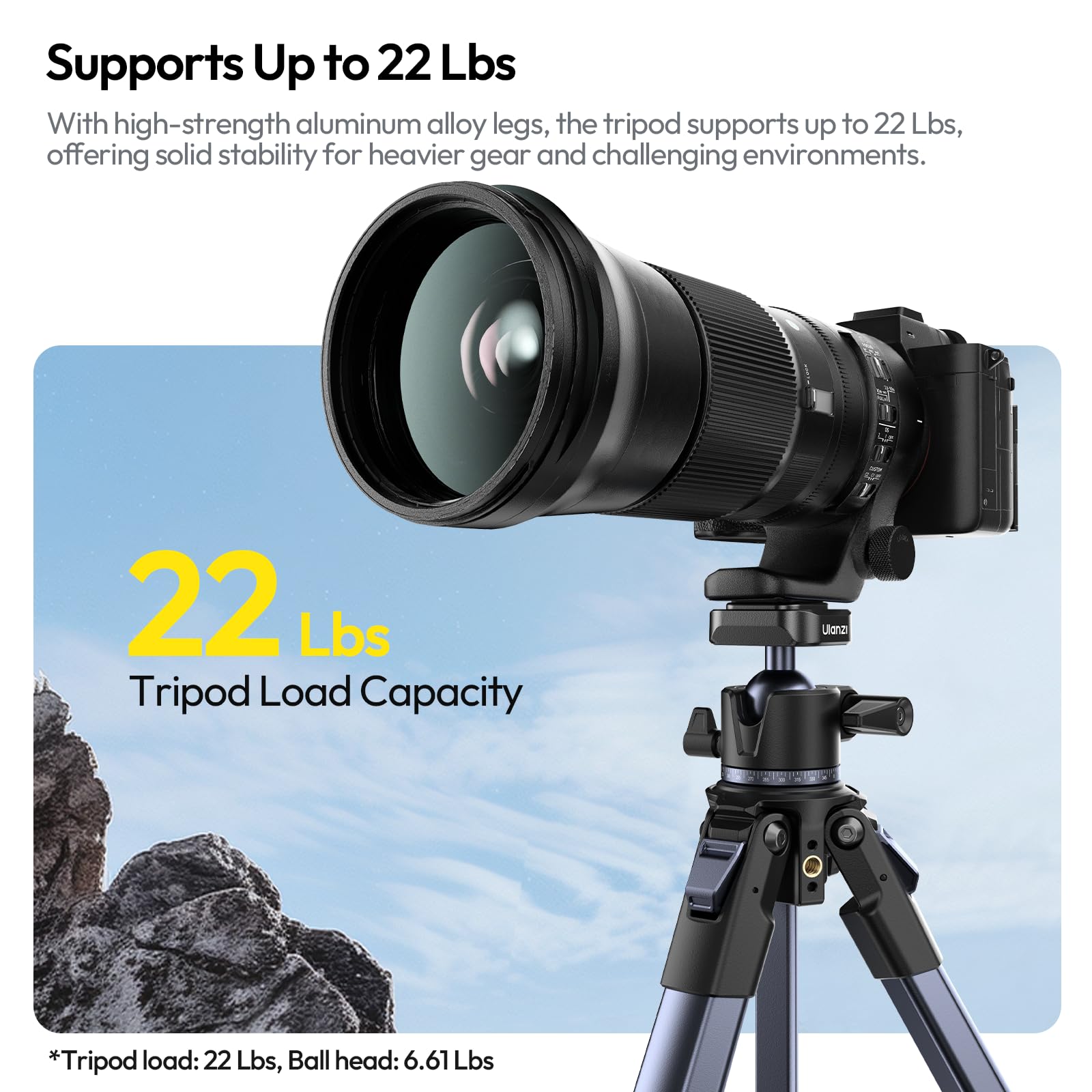 ULANZI Ombra ⅡCamera Tripod 61.5 Inch, 360° Ball Head Travel Tripod Stand with Uka Quick Release Plate for DSLR Sony Canon Fujifilm Camera Smartphone Vlogging Photography with Phone Mount Carry Bag - Medaid International