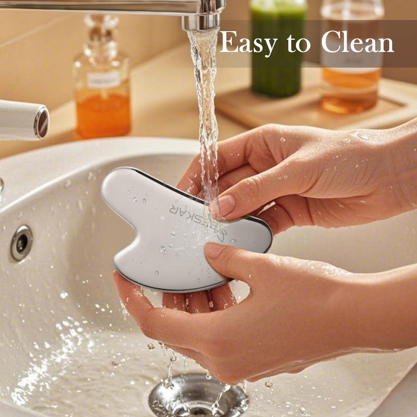 BESKAR Gua Sha Facial Tools, Stainless Steel Guasha Massage Sticks for Jawline Sculpting, Tighten Face Skin and Reduce Wrinkles, Face Eyes Body Neck Massage Tool, Skin Care Gift - Medaid International