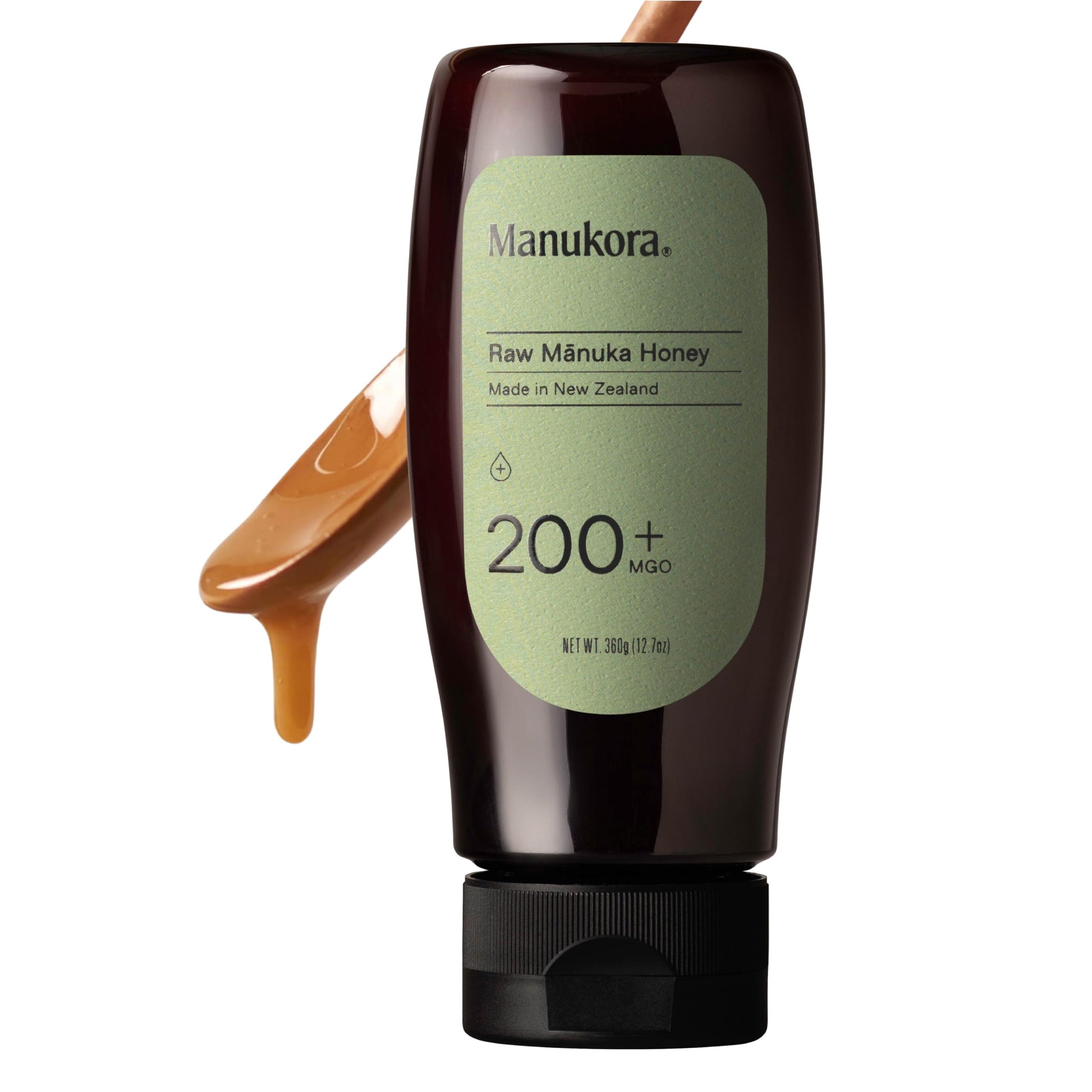 Manukora Raw Manuka New Zealand Honey MGO 200+, Non-GMO, 3rd-Party Tested, Glyphosate Residue Free Certified, 2000+ Natural Compounds, Traceable Hive-to-Hand, Daily Wellness Support – 360g Squeezy Bottle - Medaid International