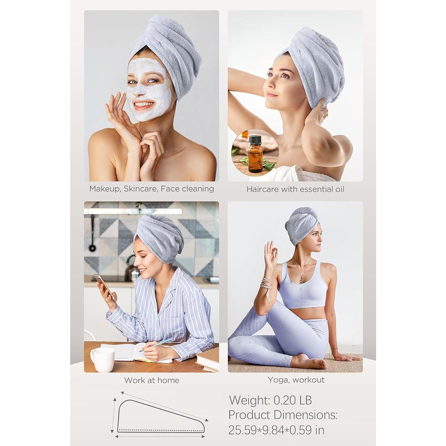 Microfiber Hair Towel 3 Packs Hair Turbans for Wet Hair Drying Hair Medaid