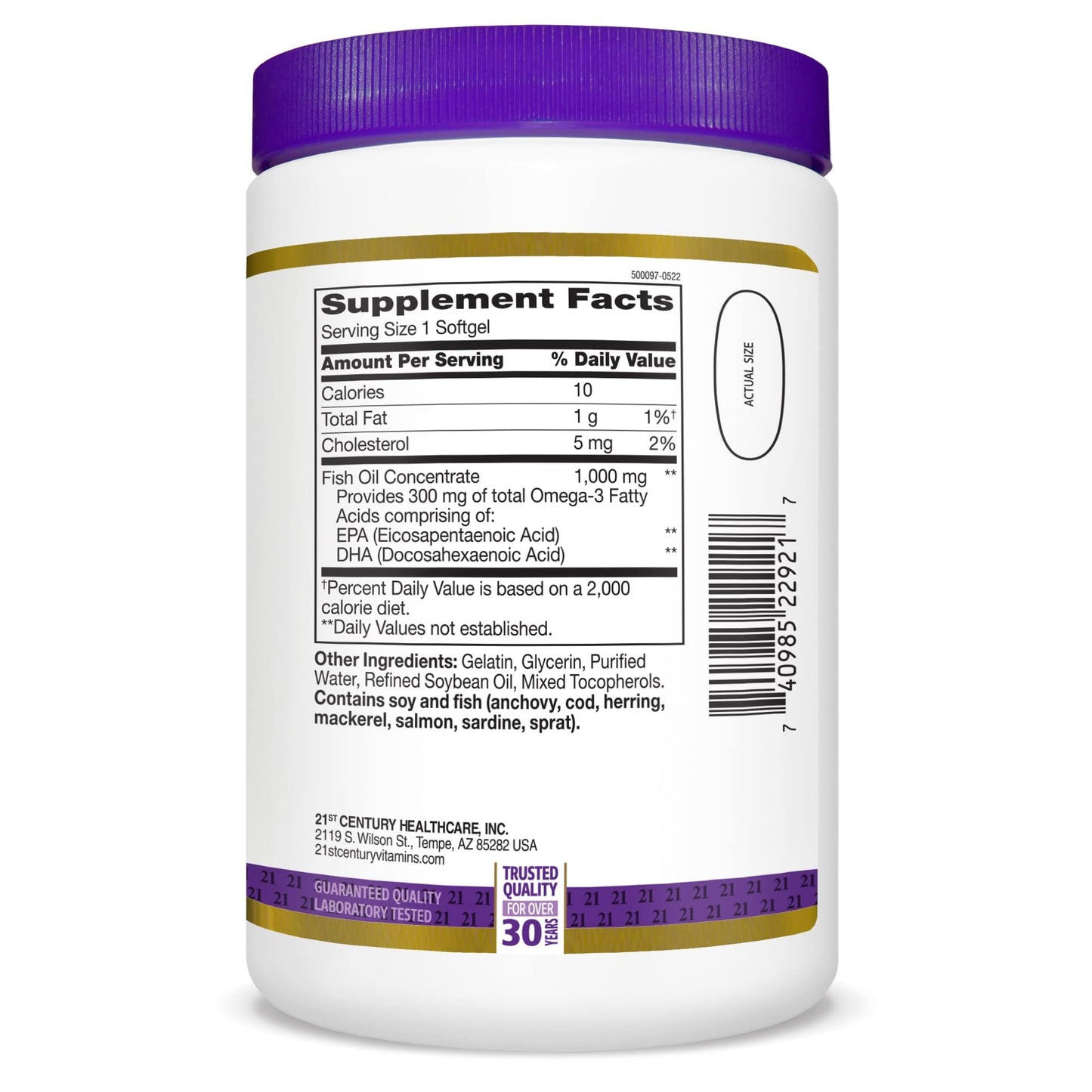 21st Century Fish Oil 1000 mg Softgels, 300 Count - Medaid International