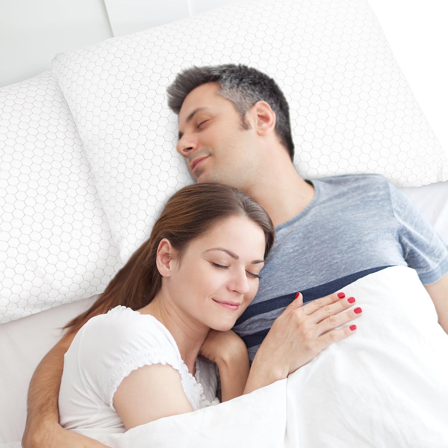 CushyOasis Shredded Memory Foam Pillow for Sleeping, Cooling Bed Pillows Set of 2, Adjustable Pillows for Side, Back, Stomach Sleepers with Washable Pillowcase (Queen Size, Grey) - Medaid International