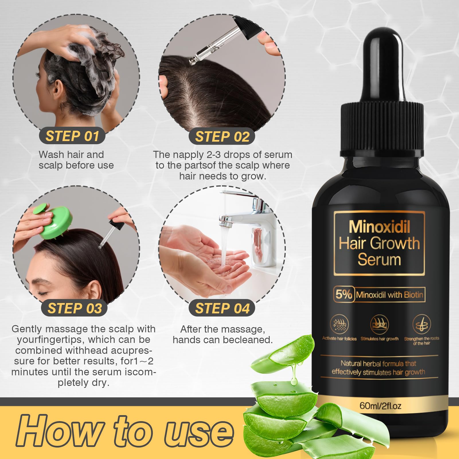 5% Minoxidil Hair Growth for Men and Women, Minoxidil Hair Growth Serum, Promotes Hair Growth, Strengthens Hair Follicles, Helps Prevent Hair Fall and Hair Loss - Medaid International