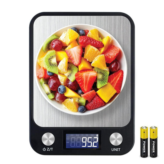 SKY-TOUCH Digital Kitchen Scale Multifunction Food Scale, Touch Button, Ultra Slim with Large LCD Display, 11lb/5kg, 22lb/5kg, Stainless Steel (Batteries Included) (10000g/1g) - Medaid - Lebanon