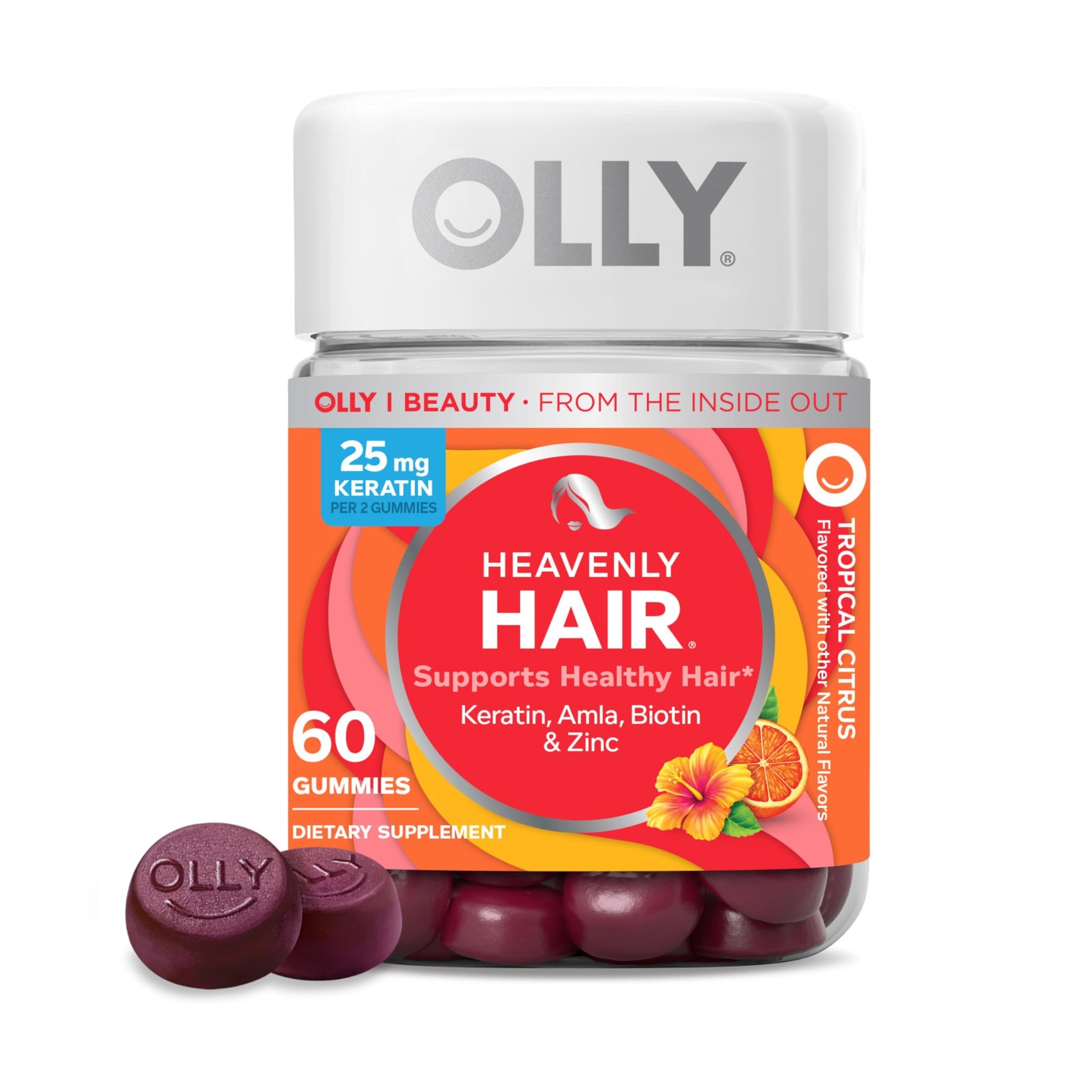 OLLY Heavenly Hair Gummy, Supports Healthy Hair, Keratin, Biotin, AMLA, Chewable Supplement, 30 Day Supply - 60 Count - Medaid International