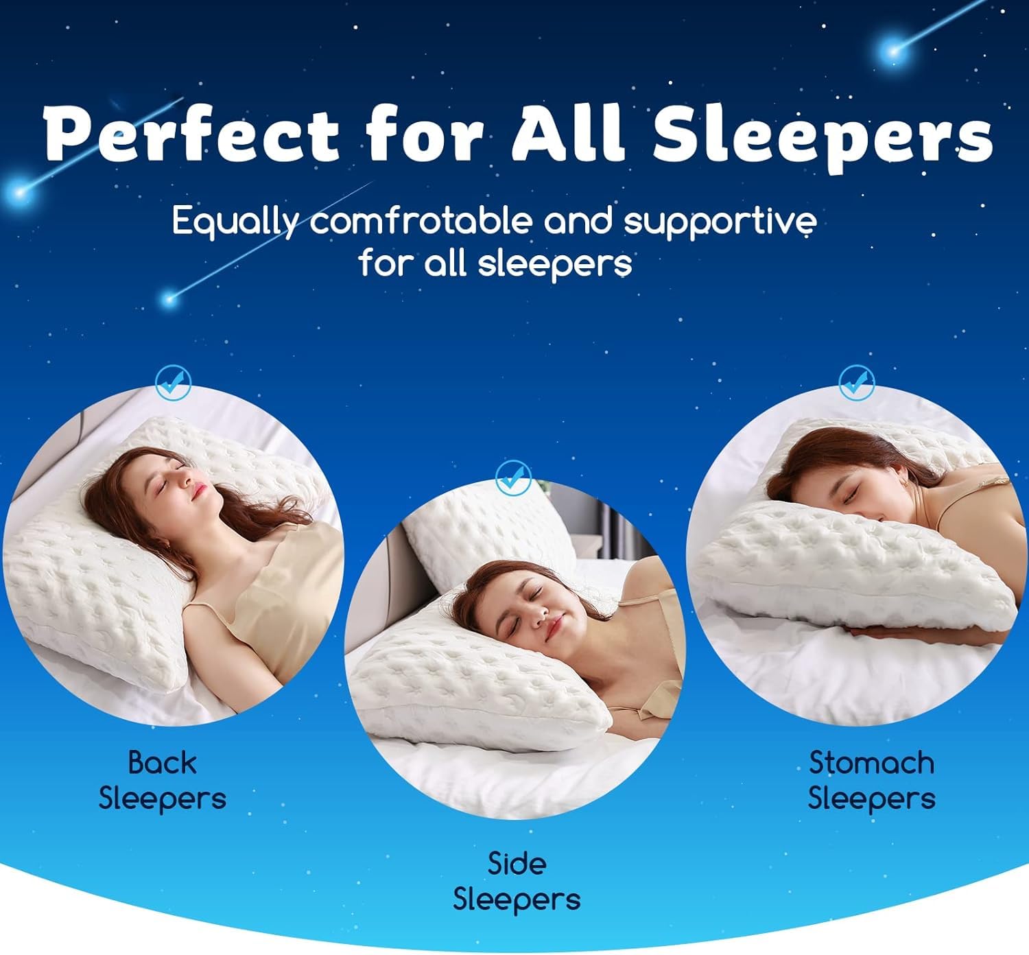 Cooling Side Sleeper Pillow for Neck and Shoulder Pain, Luxury Shredded Memory Foam Curved Bed Pillows for Sleeping Set of 1- Adjustable Queen Size- Washable Cover Crescent White - Medaid International