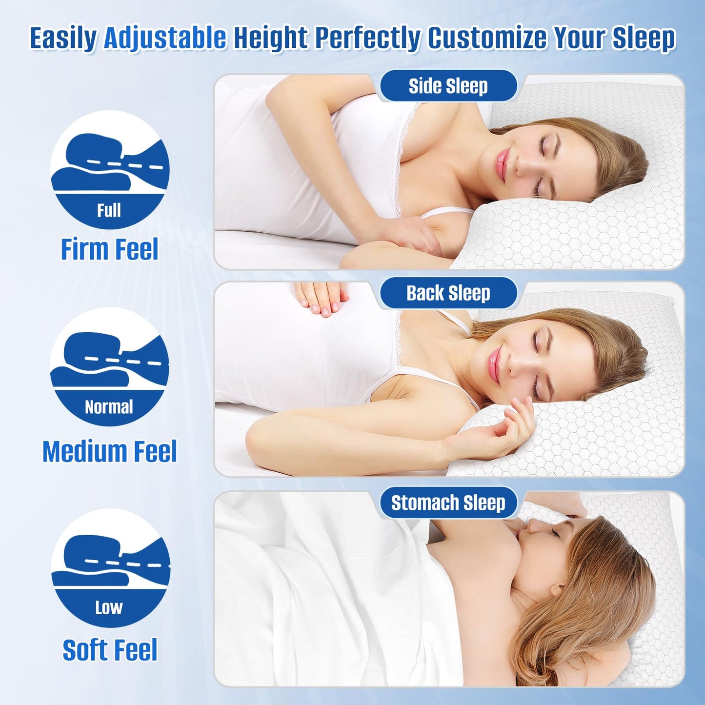 CushyOasis Shredded Memory Foam Pillow for Sleeping, Cooling Bed Pillows Set of 2, Adjustable Pillows for Side, Back, Stomach Sleepers with Washable Pillowcase (Queen Size, Grey) - Medaid International