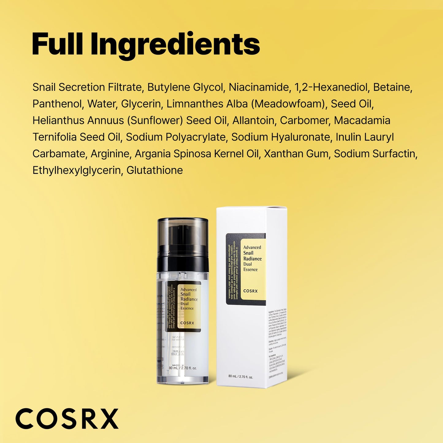 COSRX Niacinamide 5% + Snail Mucin 74% Dual Essence, Anti Aging Face Serum for Dull Skin, Mothers day gifts for mom, Sensitive Skin, Not Tested on Animals, Korean Skin Care, 2.70 fl.oz / 80ml - Medaid International