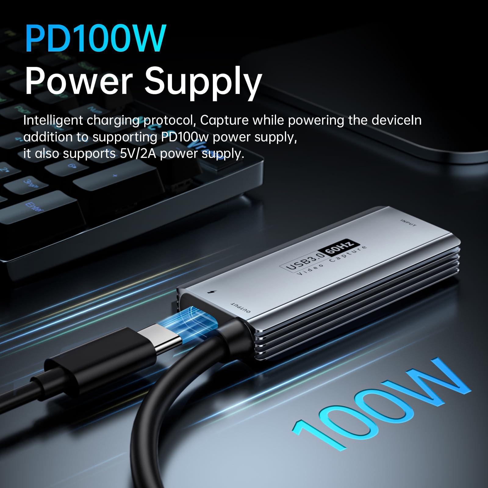 XIIXMASK USB 3.0 Video Capture Card with 100W PD - HDMI to USB/USB-C Capture Card 1440P 30fps & 1080P 60fps Video Capture Device for Streaming, Game Recording, Compatible for Quest 3, Switch, PS4/PS5 - Medaid International