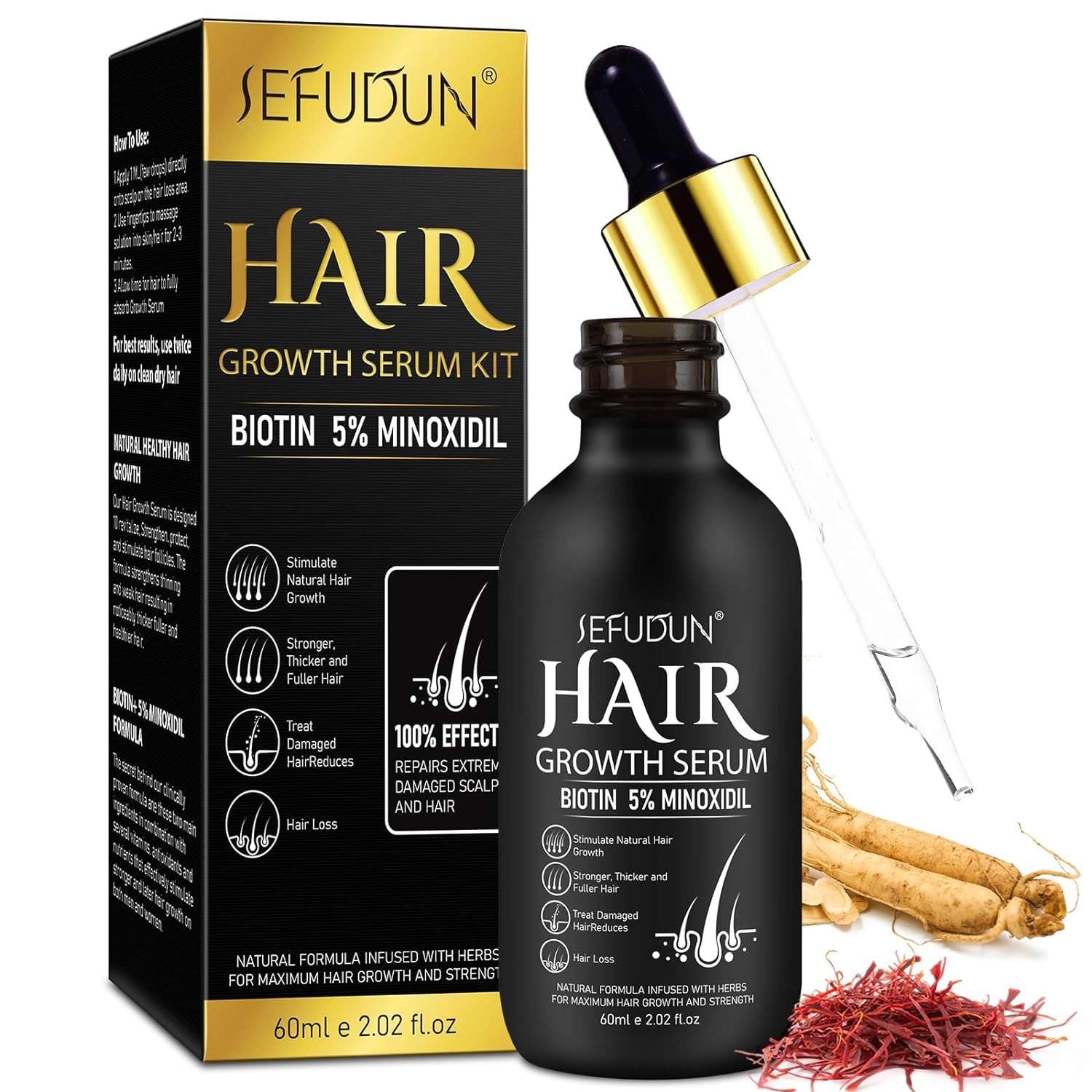 5% Minoxidil for Men and Women Hair Growth Oil, Minoxidil Hair Growth Serum Infused with Biotin for Hair Regrowth Treatment, Scalp Hair Loss Hair Thinning, Natural Hair Growth 2.02 oz - Medaid International