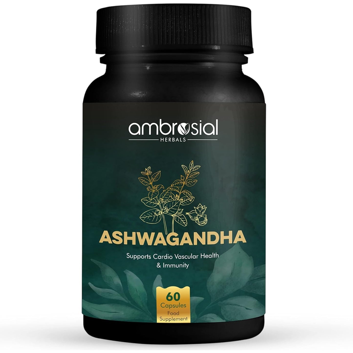 Ambrosial Ashwagandha Capsules 500mg per Capsule | High Strength Ashwagandha Root Powder| Herbal Supplement with Immunity Support | Non-GMO & Gluten Free (Pack of 1) - Medaid - Lebanon