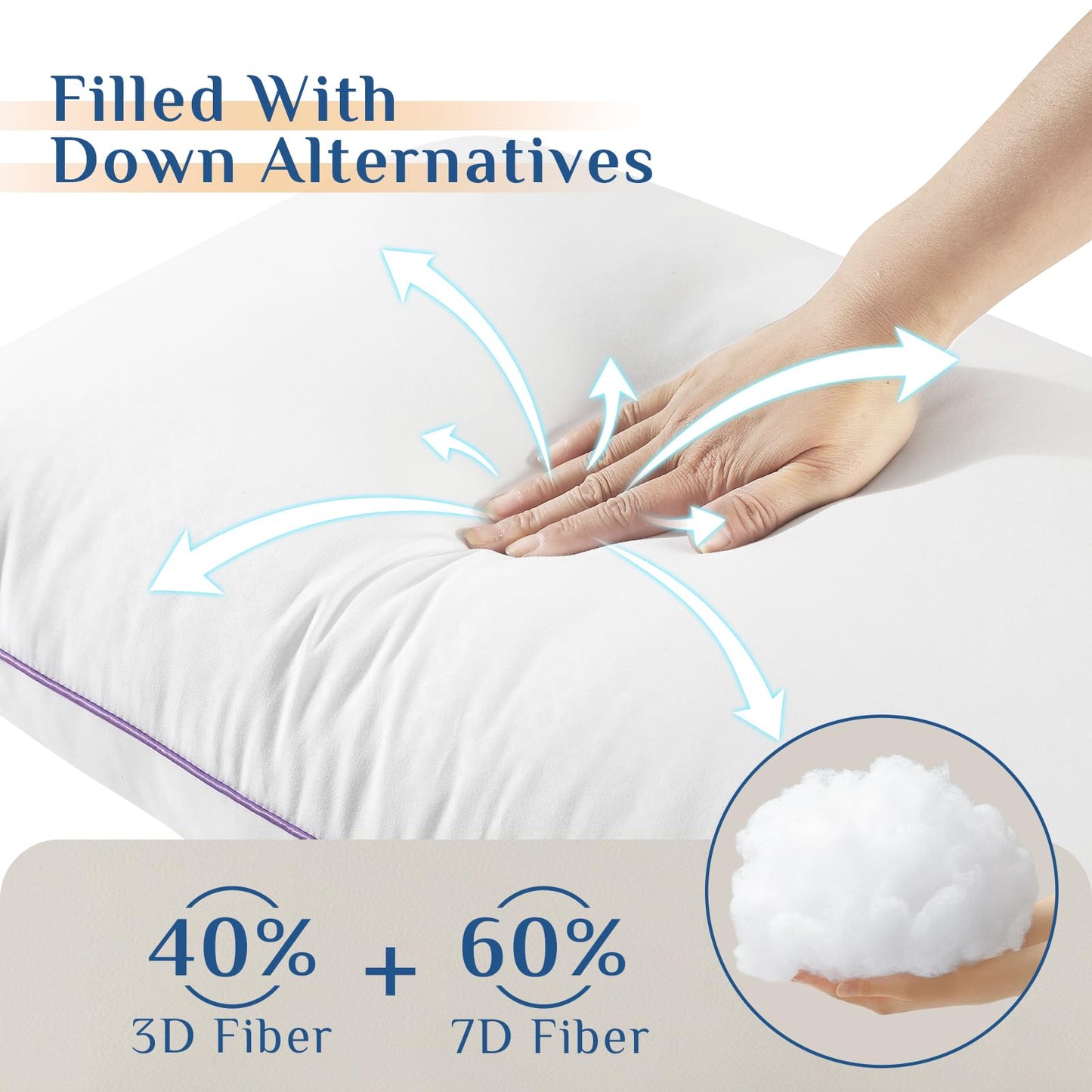 JOLLYVOGUE Pillows Queen Size Set of 2, Medium Supportive Bed Pillows with Super Soft Down Alternative Fill, Luxury Fluffy Hotel Quality for Side, Back, and Stomach Sleepers - Medaid International