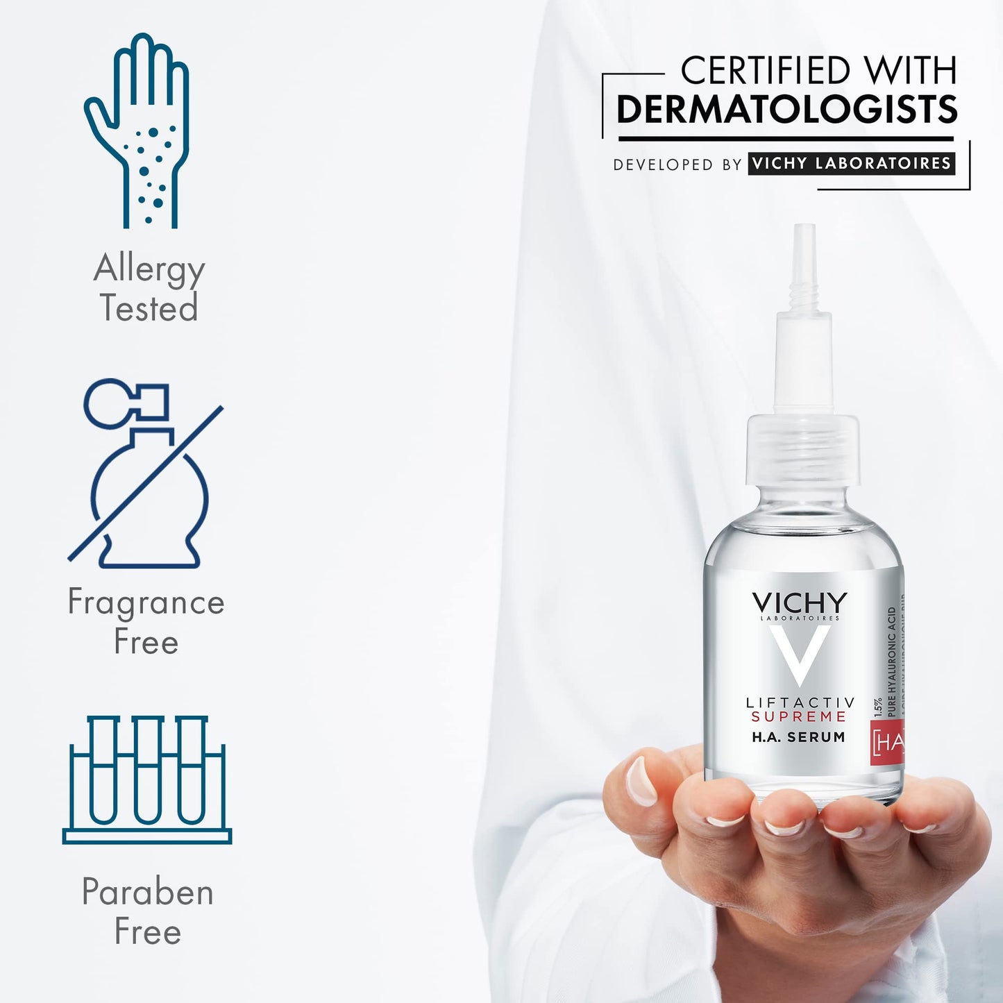 Vichy LiftActiv H.A. Wrinkle Corrector, Hyaluronic Acid Serum For Face, 1.5% Hyaluronic Acid + Vitamin C, Hydrating Serum, Plumping & Firming, Anti Aging Serum For Wrinkles & Fine Lines - Medaid International
