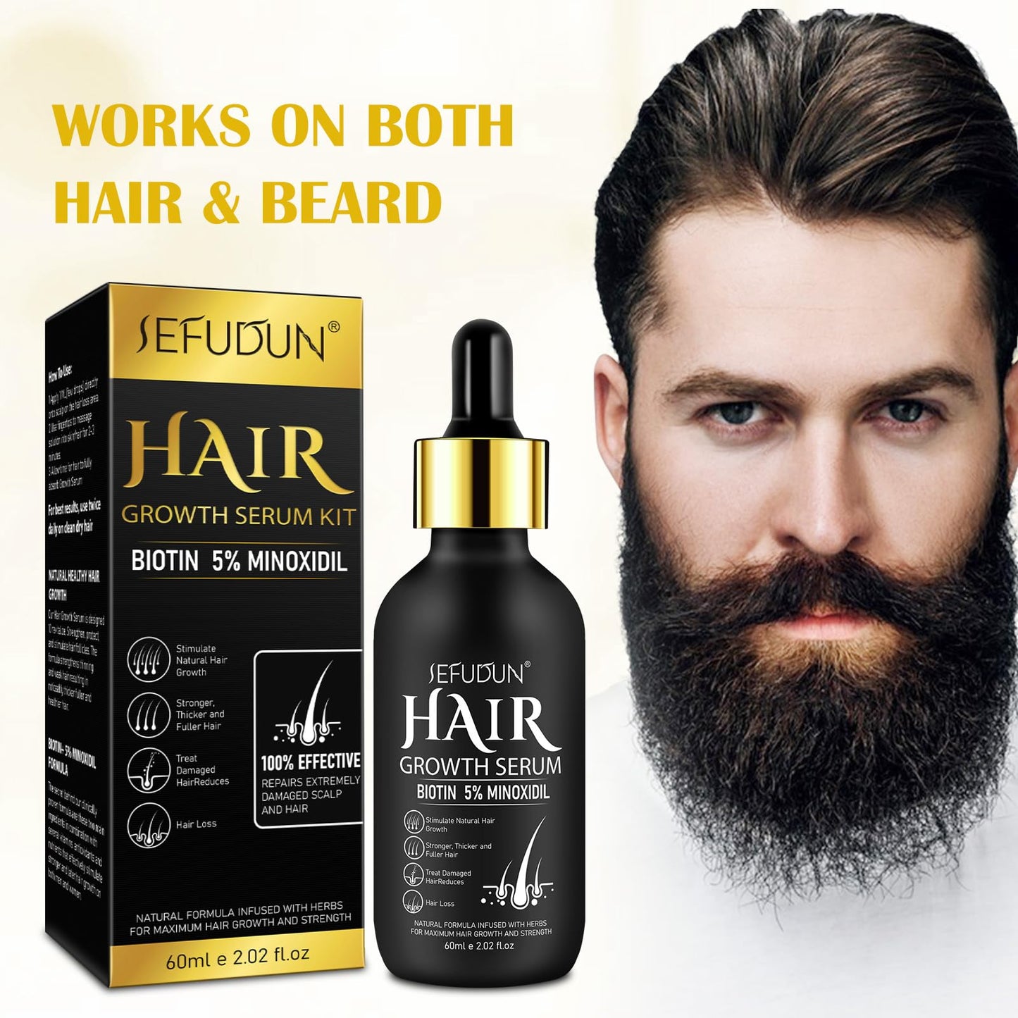 5% Minoxidil for Men and Women Hair Growth Oil with Biotin, Hair Serum for Thicker Fuller Hair, Beard Growth and Hair Regrowth Treatment for Hair Loss - Medaid International