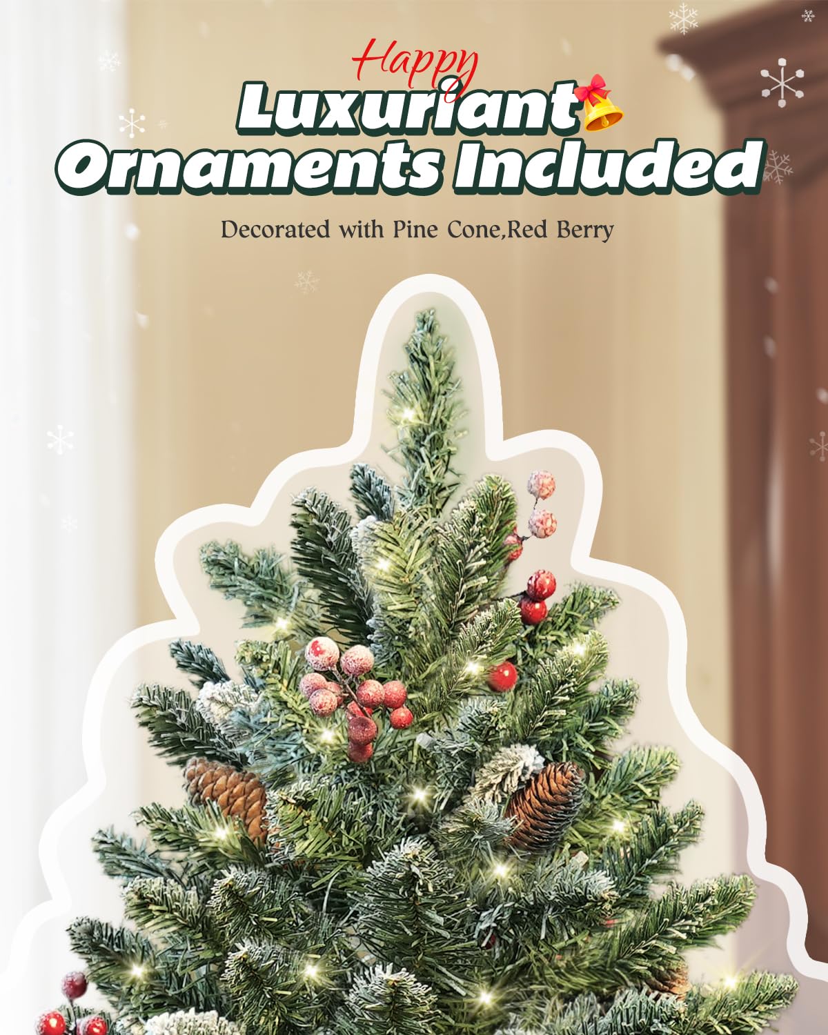 OasisCraft 3ft Tabletop Pre-lit Mini Christmas Tree with LED Lights and Pine Cones, Artificial Tree for Table/Desk Decoration - Medaid International