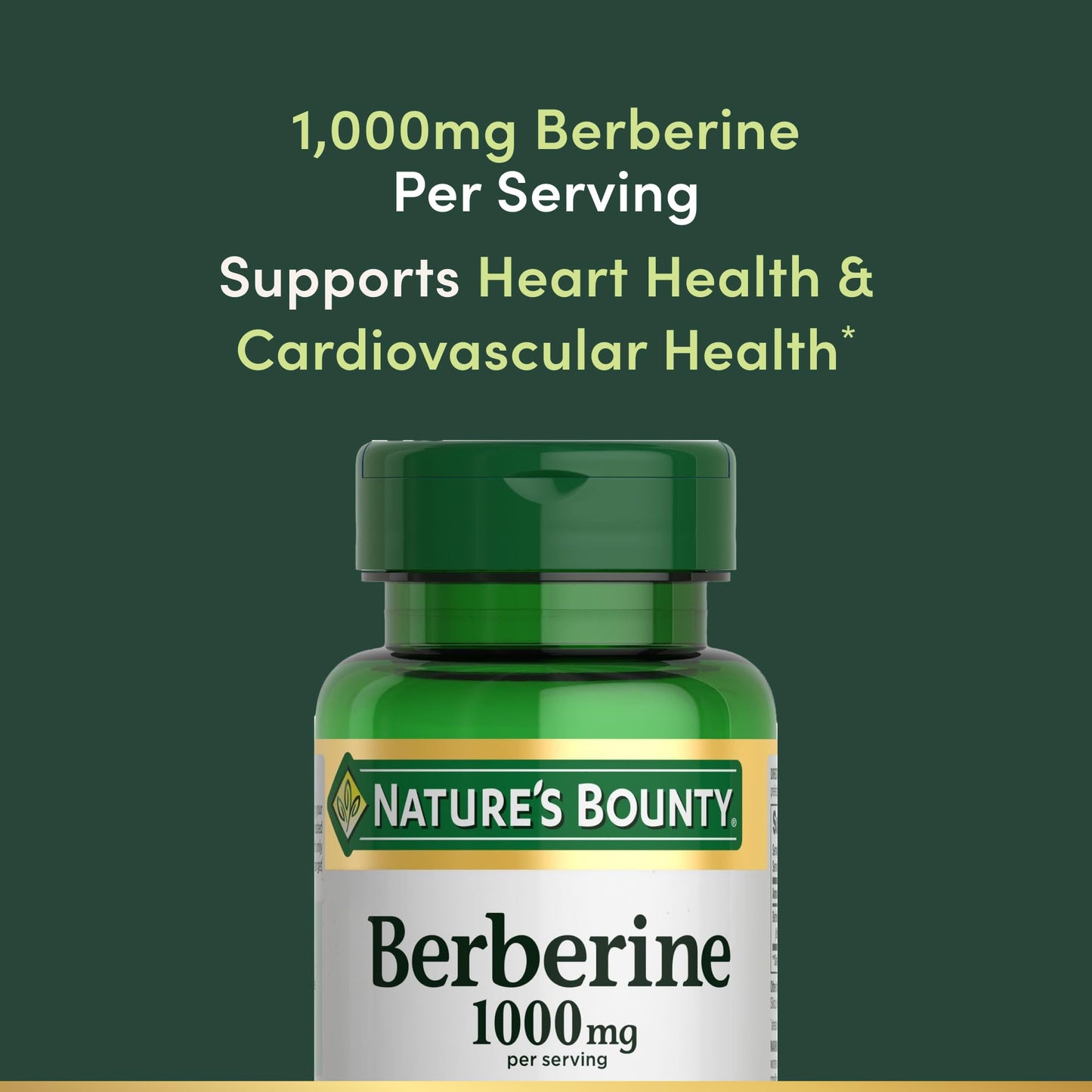 Nature’s Bounty Berberine 1000mg Capsules, Supports Heart Health, Cholesterol & Blood Sugar Levels in a Normal Range, Non-GMO Supplement, 60 Count - Medaid International