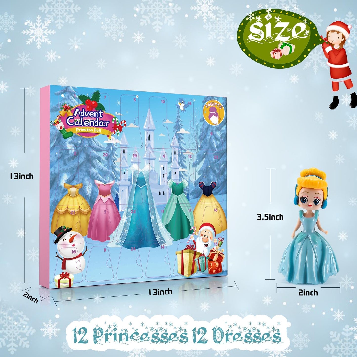 Advent Calendar for Girls Princess Deformation Toy 24 Days Countdown Calendars Princess Transformable Toys and Decorate Ideal for Christmas Countdown and Fun Play Party Favor, Xmas Gifts, Classroom Prizes - Medaid International