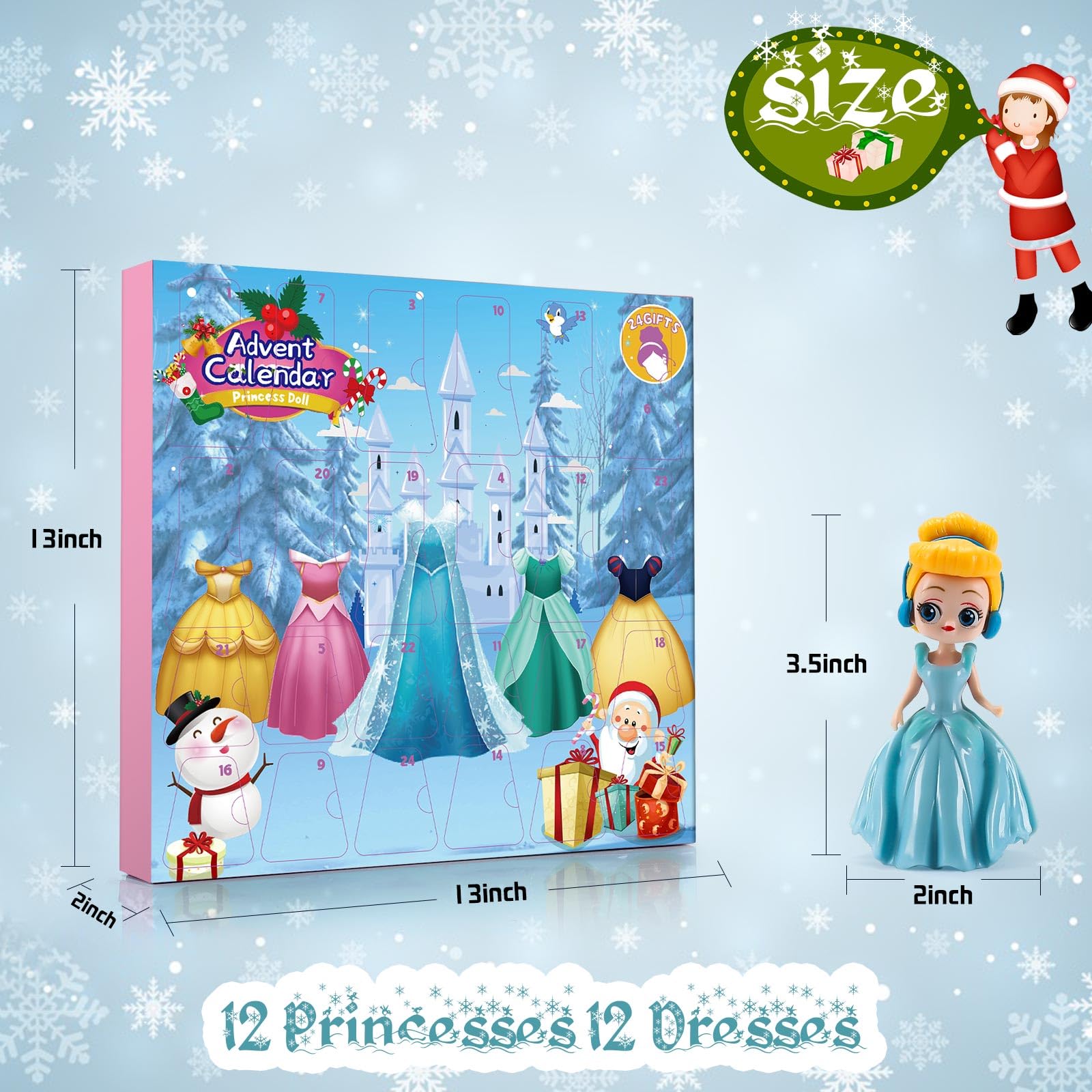 Advent Calendar for Girls Princess Deformation Toy 24 Days Countdown Calendars Princess Transformable Toys and Decorate Ideal for Christmas Countdown and Fun Play Party Favor, Xmas Gifts, Classroom Prizes - Medaid International