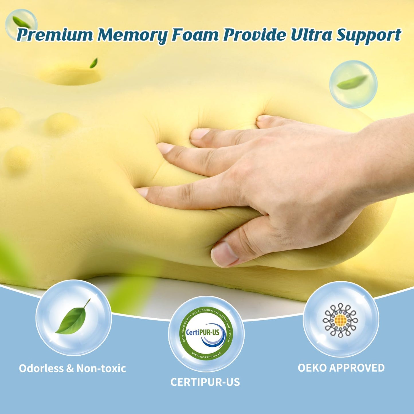 Cervical Neck Pillow - Cooling Pillow for Neck Pain Relief, Ergonomic Side Sleeper Pillow for Sleeping, Contour Orthopedic Memory Foam Pillows for Back & Stomach Sleepers with Pillowcase - Medaid International