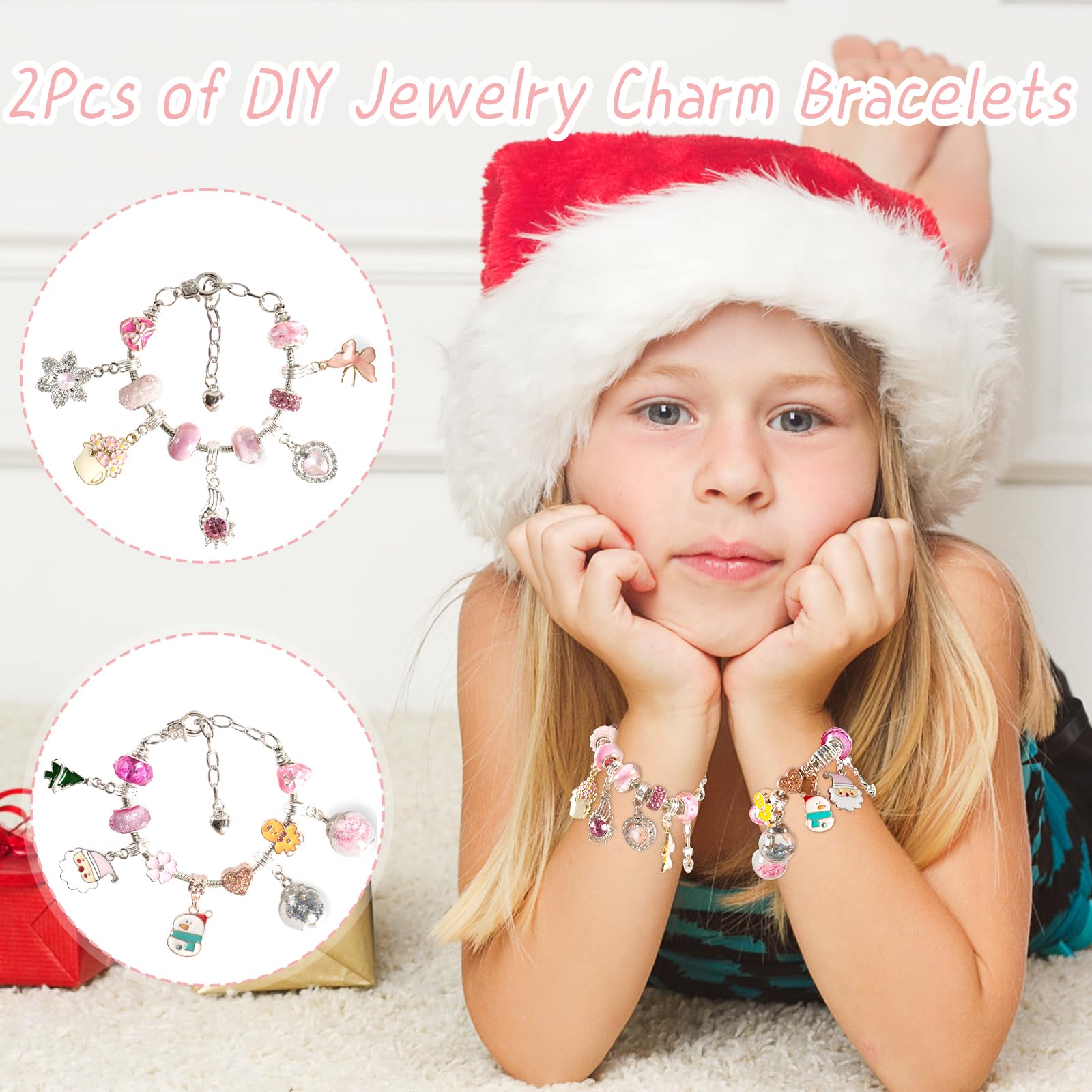 OuMuaMua 24 Days Christmas Advent Calendar 2025, Charm Bracelet Making Kit, Pink Charm Beads, Countdown Calendar DIY Jewelry Making Kit for Adults Women Teens Girls Kids Xmas Holiday Birthday Gifts - Medaid International