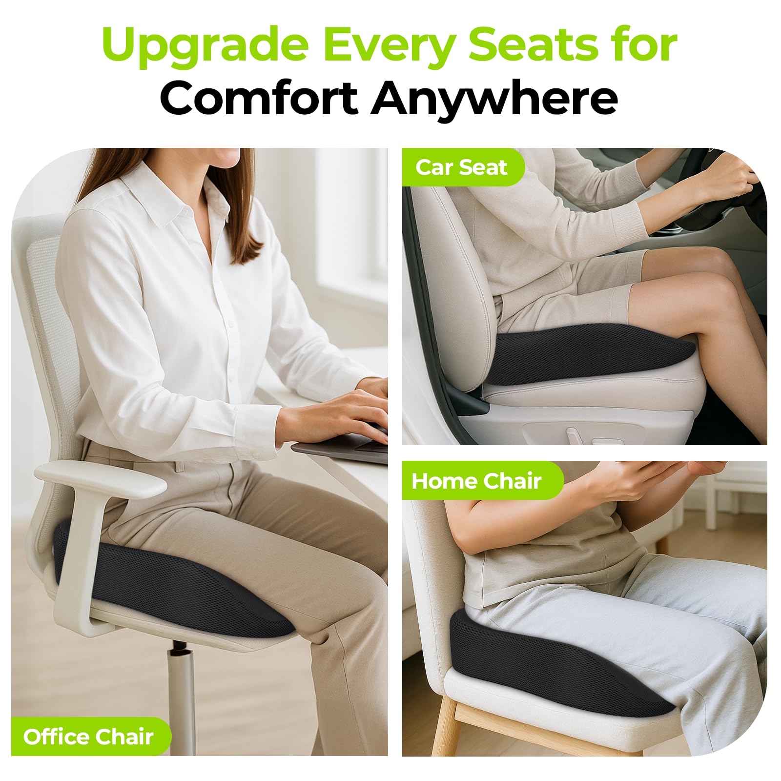 AUVON Ergonomic Donut Pillow Seat Cushion for Hemorrhoid & Tailbone Pain Relief, Thick Memory Foam Chair Cushions with Firm Support for Coccyx, Sciatica, Pressure Sores, Pregnancy, Postpartum Recovery - Medaid International