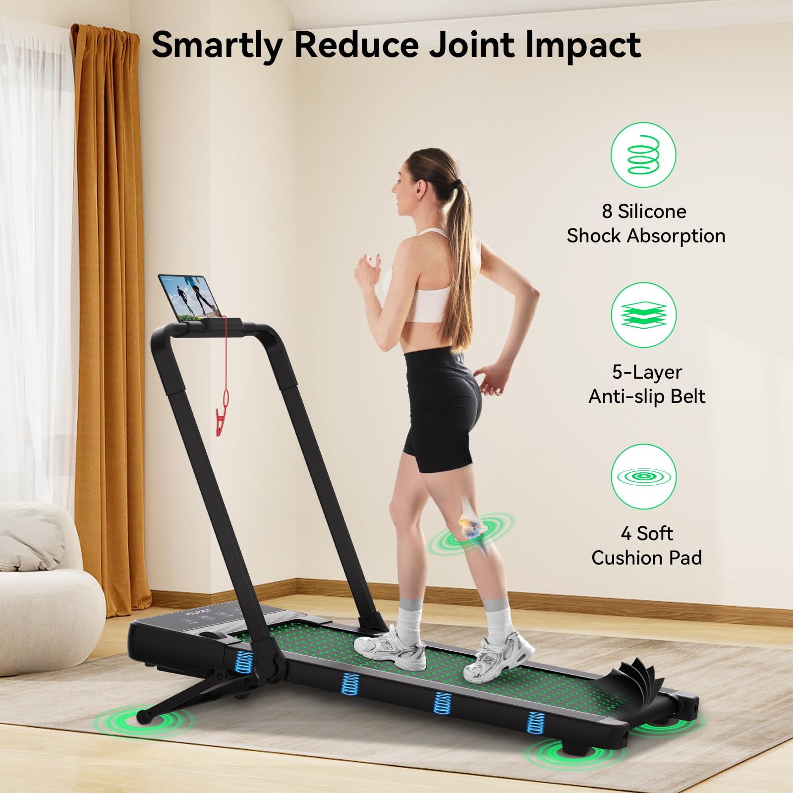FelFast Walking Pad Treadmill with 15% 9° 8 Level Auto Incline, 2-in-1 Under Desk Foldable w/Remote Control, 12 HIIT Mode, 450 Lbs Max, 7.6 MPH Max, Portable Mini Treadmill for Office Home - Medaid International