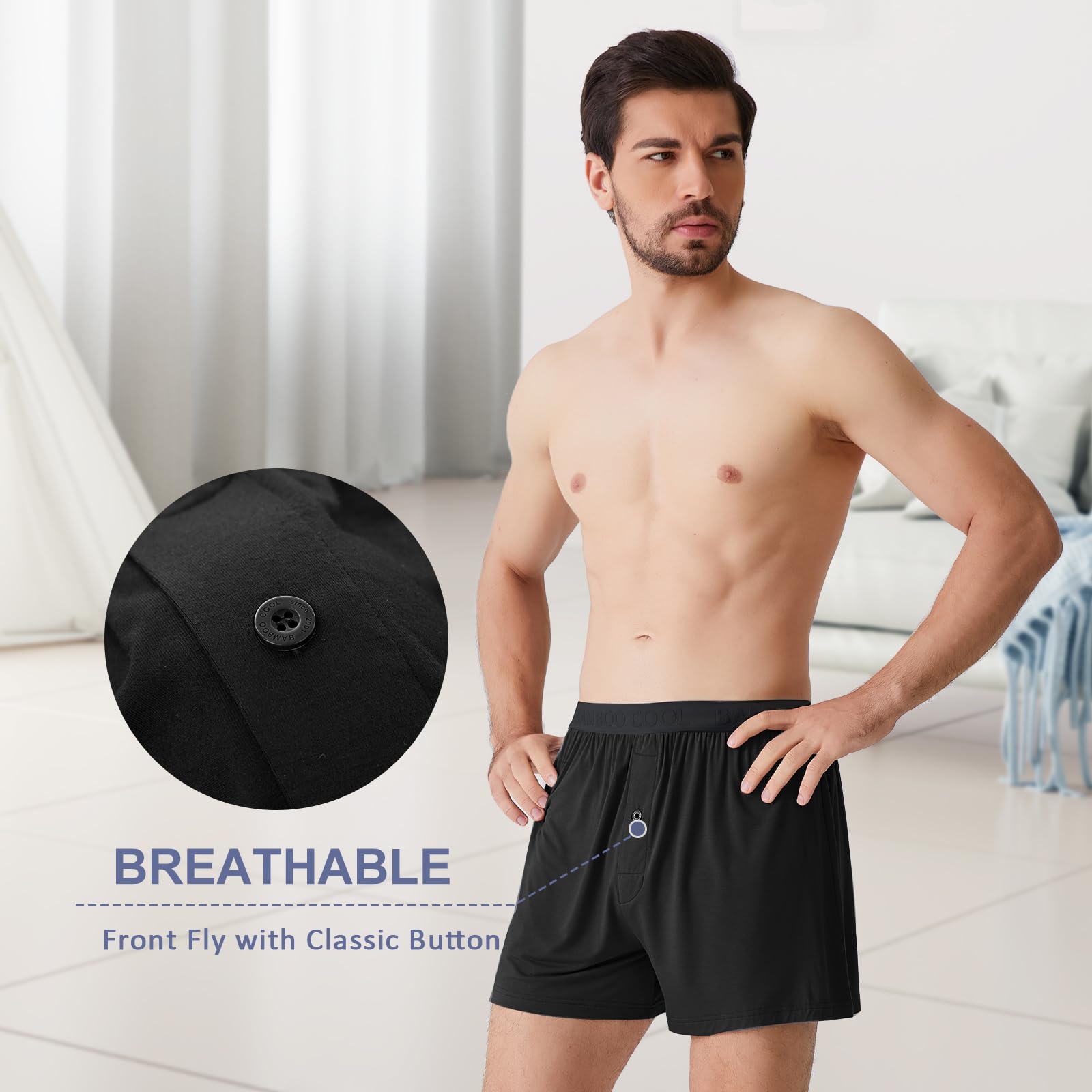 BAMBOO COOL Mens Boxer Shorts Underwear Soft Comfortable Breathable Knit Boxers Short for Men (5 Pack), XX-Large - Medaid International