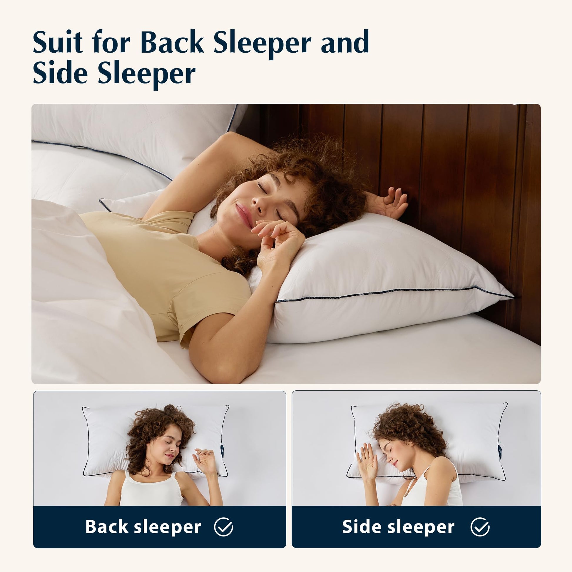 Pacific Coast Bed Pillow, Luxury Hotel Collection Goose Feather and Down Pillow for Sleeping with Classic Diamond Pattern, Medium Supportive, Standard Size 1 Pack - Medaid International