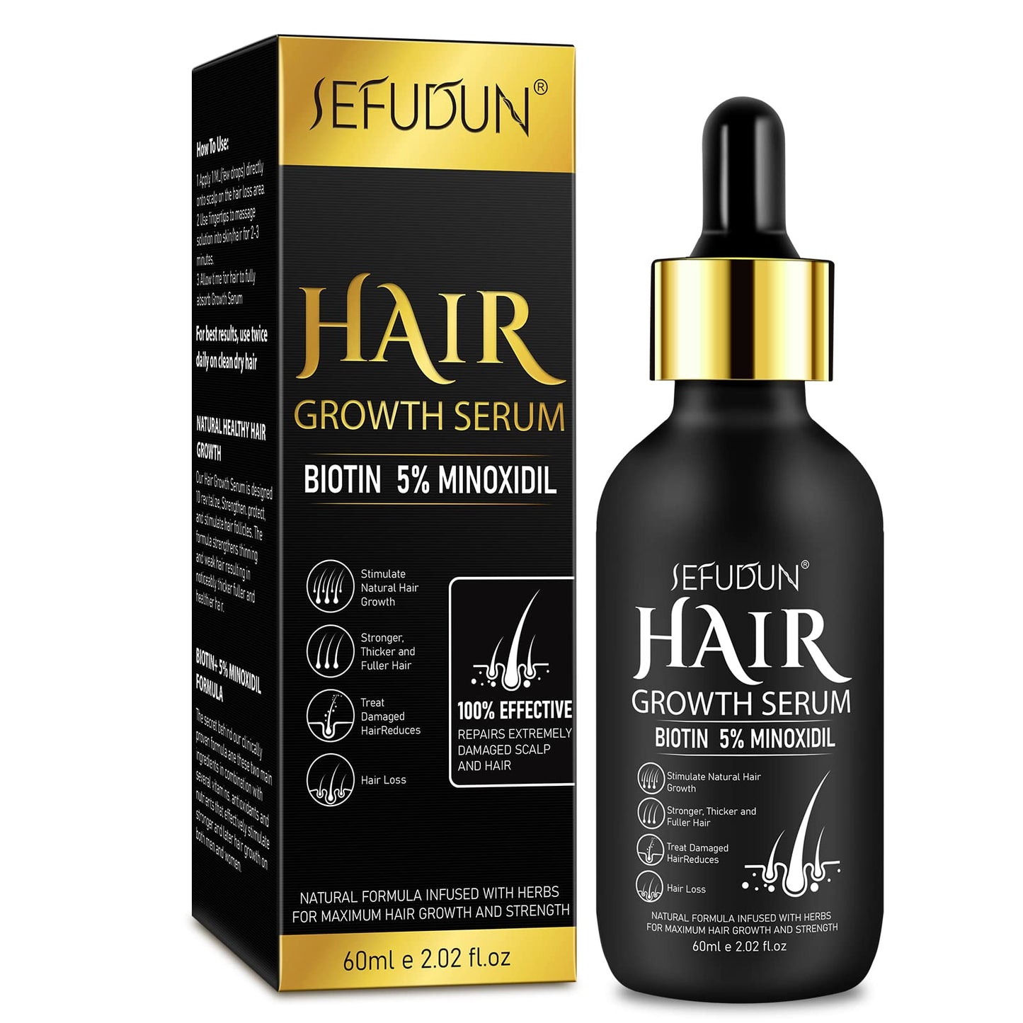 5% Minoxidil for Men and Women Hair Growth Oil with Biotin, Hair Serum for Thicker Fuller Hair, Beard Growth and Hair Regrowth Treatment for Hair Loss - Medaid International
