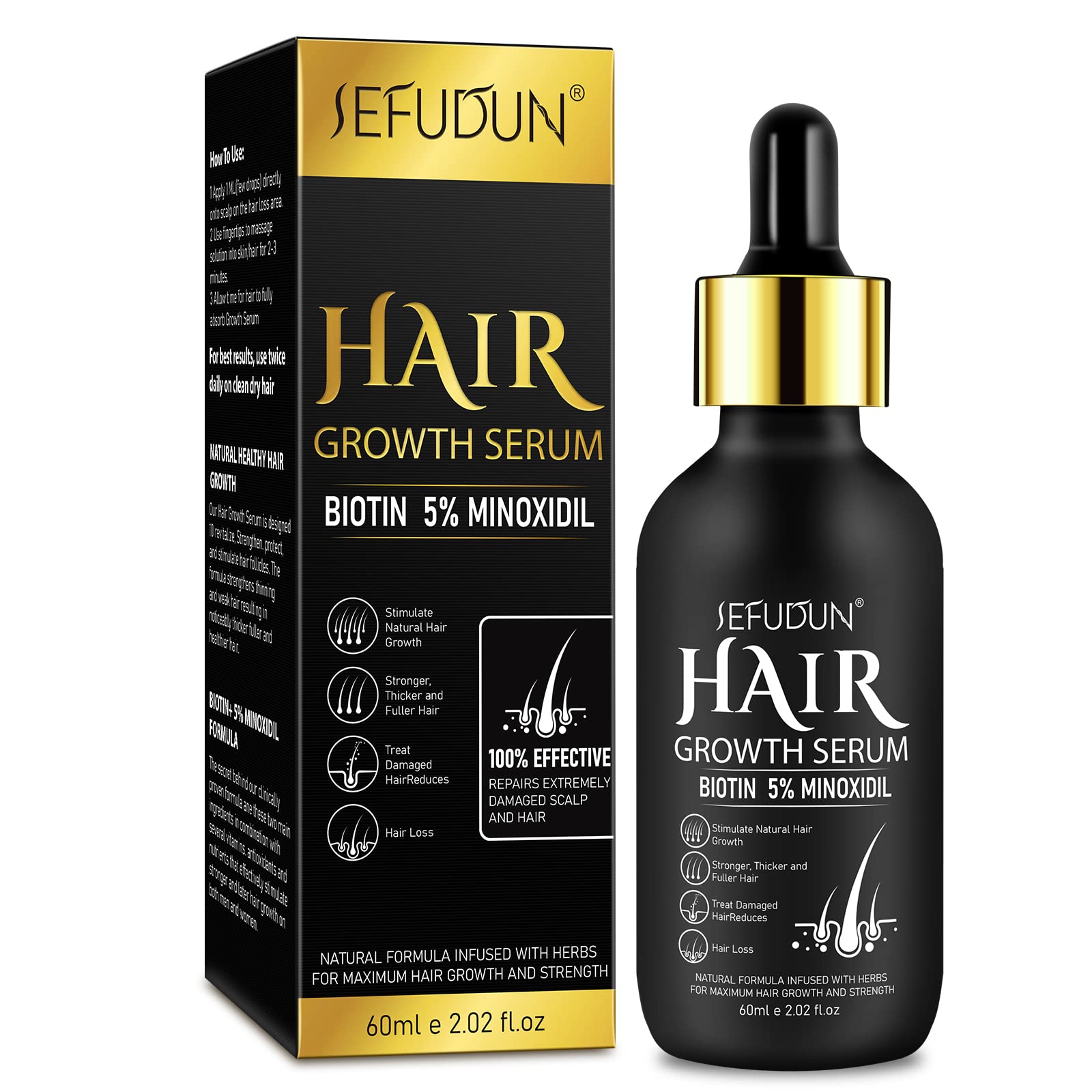 5% Minoxidil for Men and Women Hair Growth Oil with Biotin, Hair Serum for Thicker Fuller Hair, Beard Growth and Hair Regrowth Treatment for Hair Loss - Medaid International