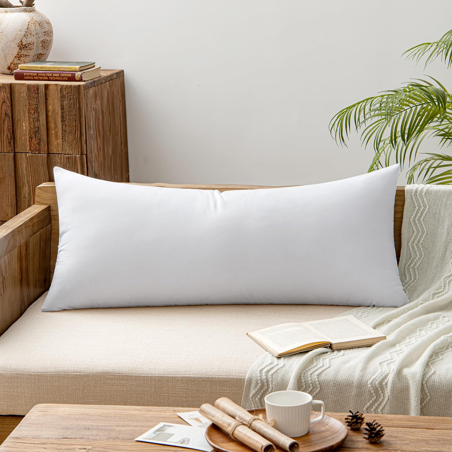 MIULEE 14x36 Inch Throw Pillow Insert Premium Throw Pillow Virgin Microfiber Stuffer Rectangle Pillow for Sofa Bed Couch - Medaid International