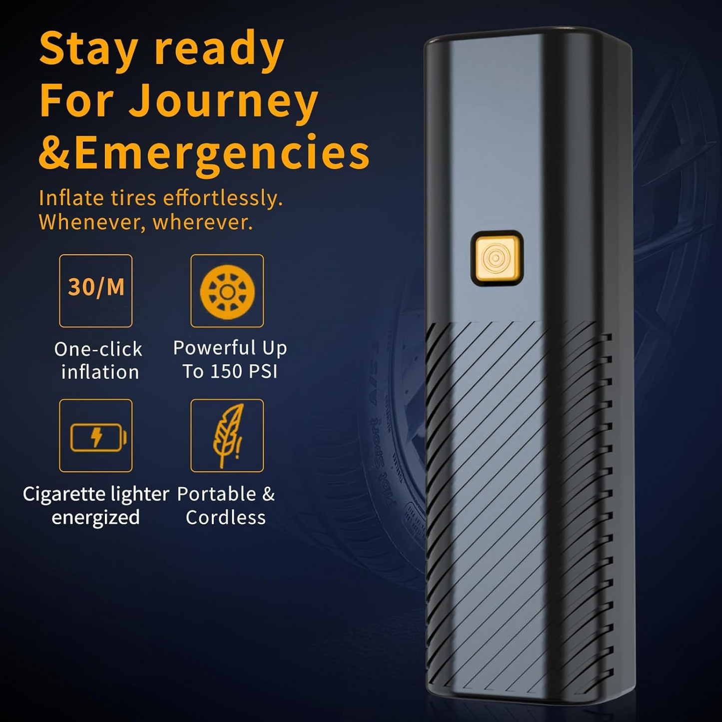 Tire Inflator Portable Air Compressor - Air Pump for Car Tires with Tire Pressure Gauge MK-322 - Medaid International