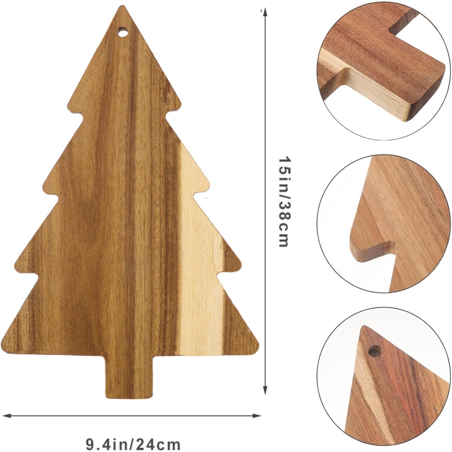 CARMELIT Wooden Christmas Tree Charcuterie Board Xmas Cutting Board Fruit Tray Holiday Cheese Board Xmas Tree Sushi Serving Tray Dessert Candy Dish - Medaid International