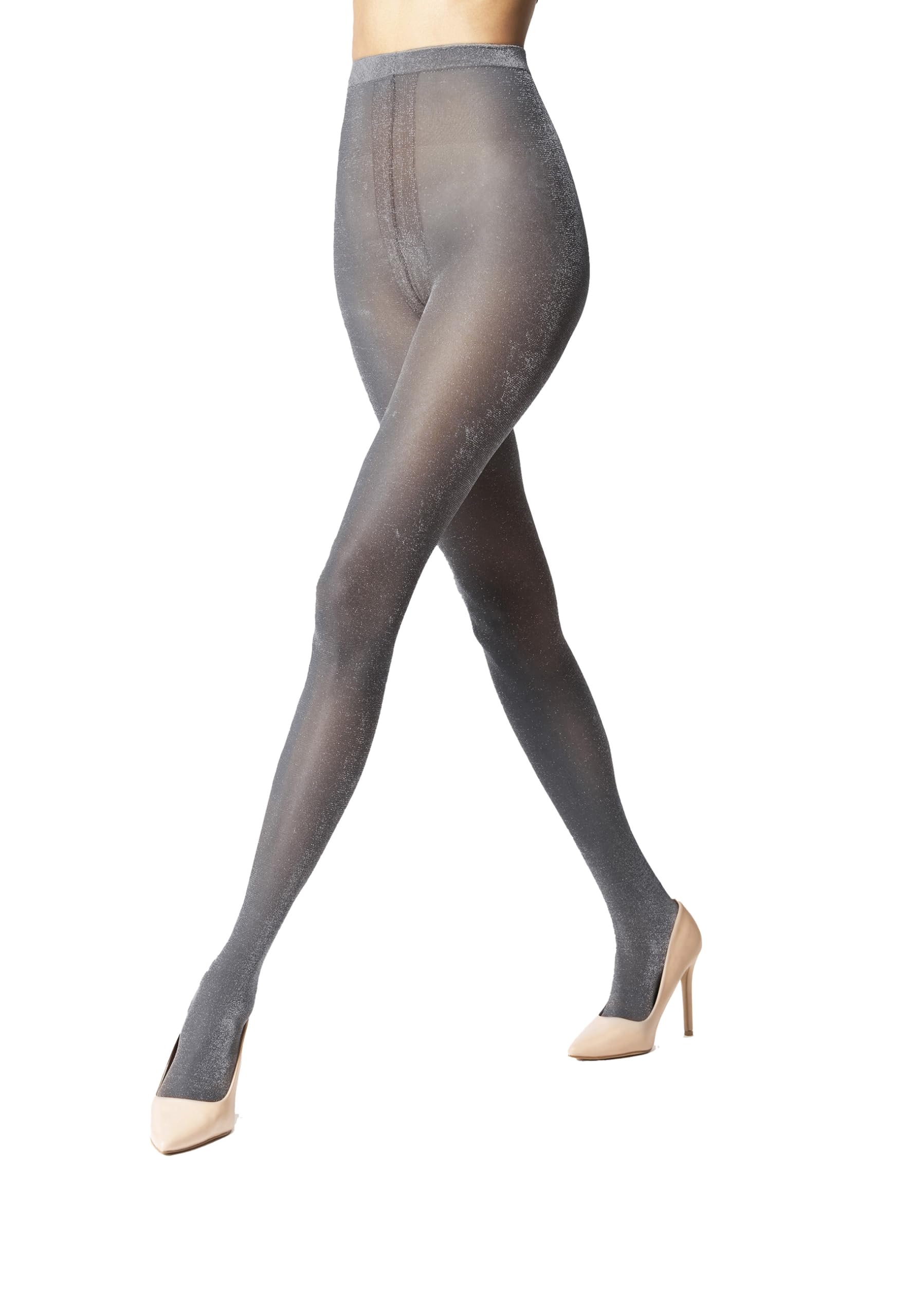 Wolford Shimmer Tights For Women Luxurious Soft Shiny Pantyhose with Extra-Fine Metallic Yarn Comfortable Knitted Waistband black/silver lurex Large - Medaid International