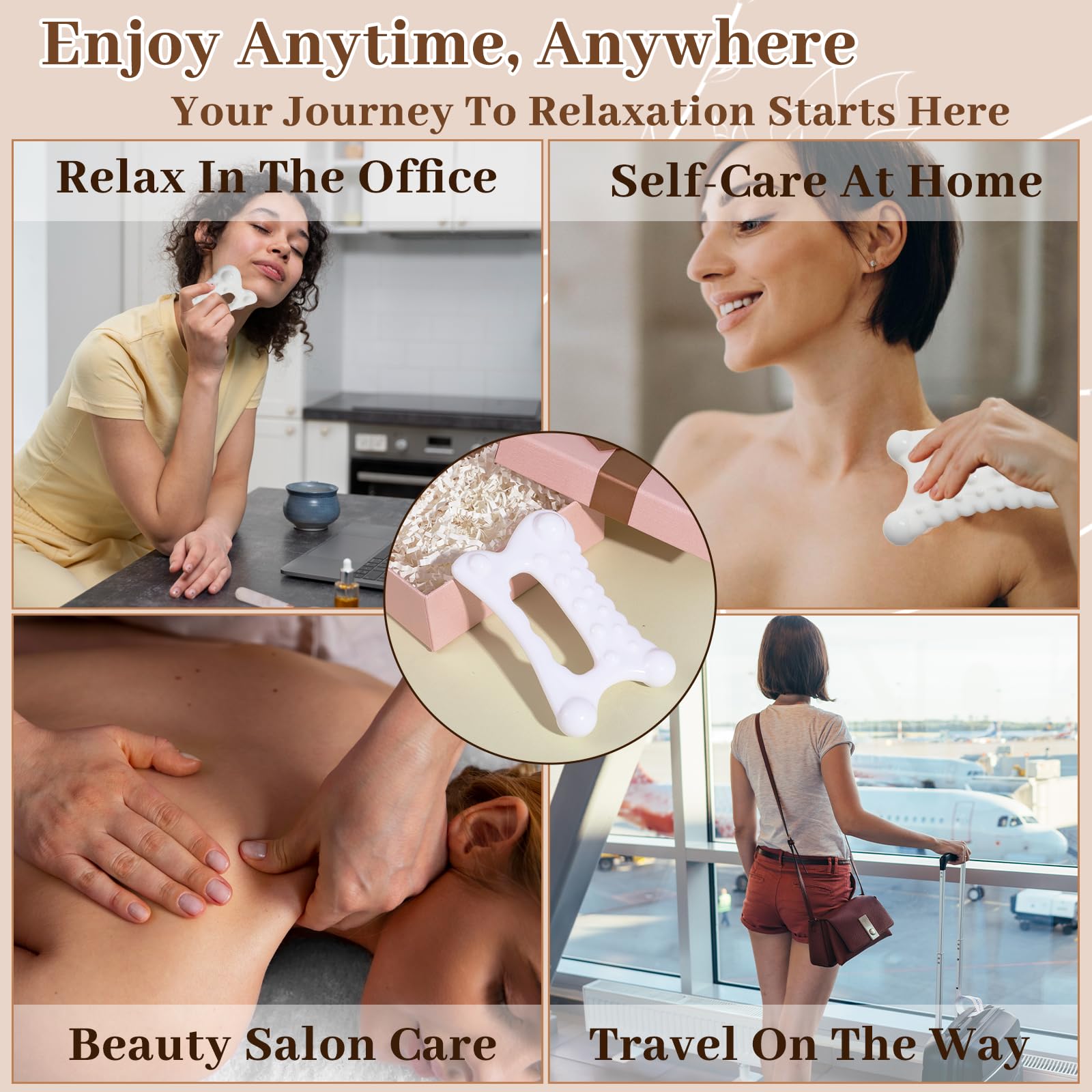 CIATBYYJ Gua Sha Massage Tool for Face & Body, Guasha Tool for Relaxation, Guas Sha Facial Trigger Point Massager, Gua Shas Body Tools for Mother, Women, Men (Wave Edge & Smooth Edge) - Medaid International