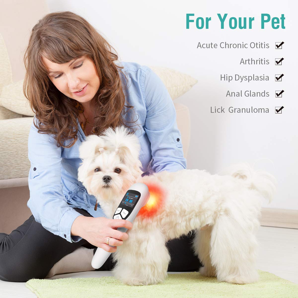 Handheld Cold Laser Therapy Device with LED Display, Low Level Red Light Therapy for Dog Human Pain Relief Joint and Muscle, Body Back Shoulder Knee Pain, 4 Power & 4 Timer - Medaid International