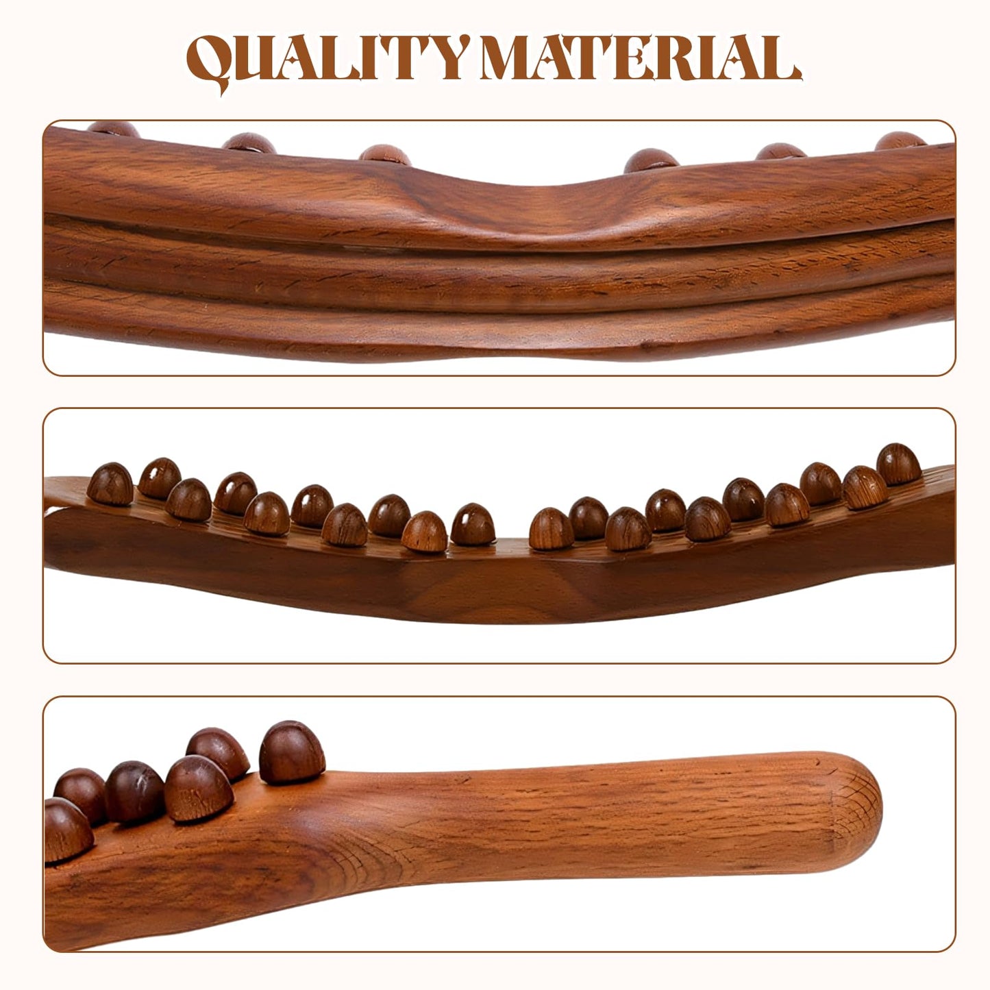 Amagogo Wooden Gua Sha Tools Double Row Manual Massage Tool with Acupressure Massage Points Wood Therapy Massage Tools Handheld Guasha Scraping Stick for Household SPA Salon Body Legs Back Shoulder - Medaid International