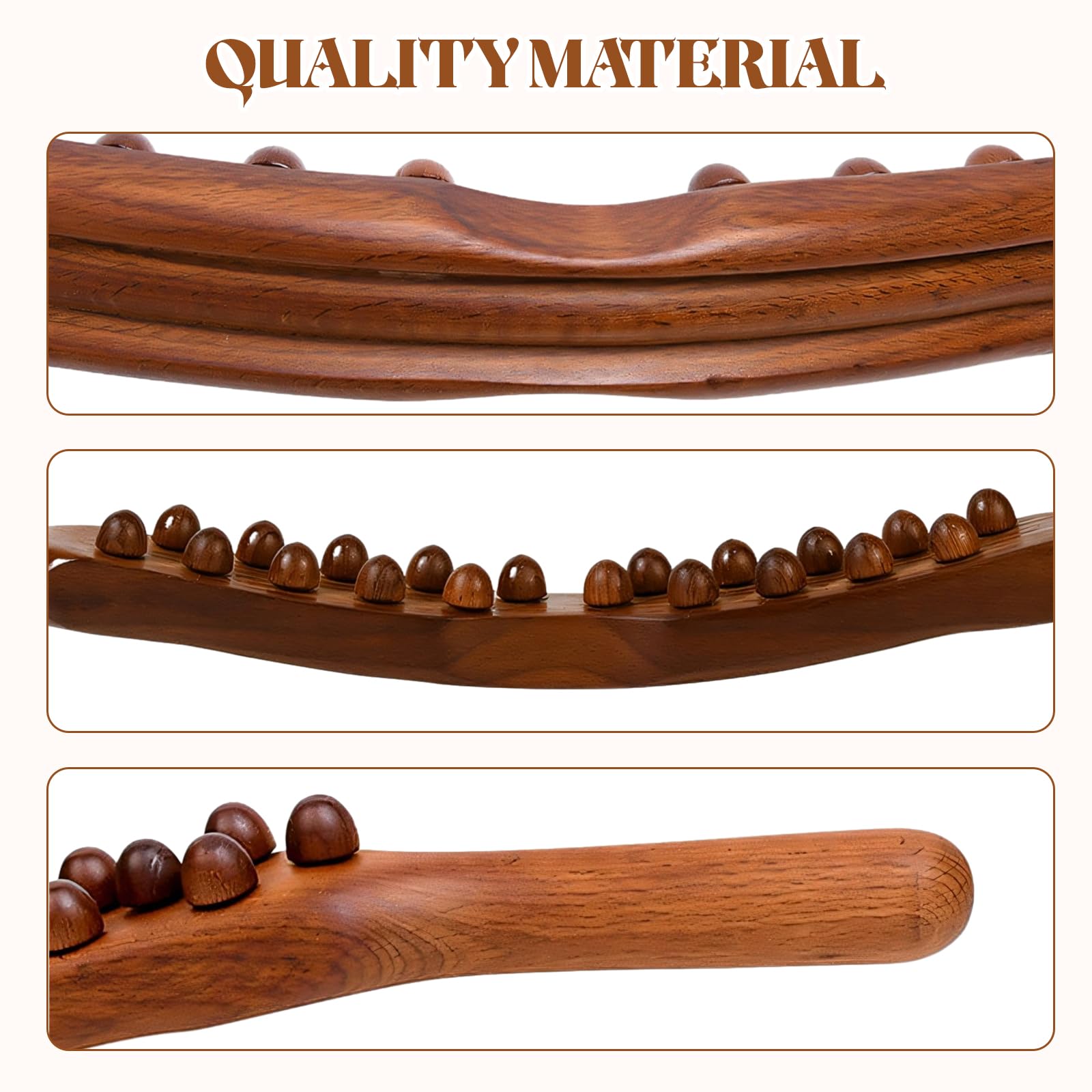 Amagogo Wooden Gua Sha Tools Double Row Manual Massage Tool with Acupressure Massage Points Wood Therapy Massage Tools Handheld Guasha Scraping Stick for Household SPA Salon Body Legs Back Shoulder - Medaid International