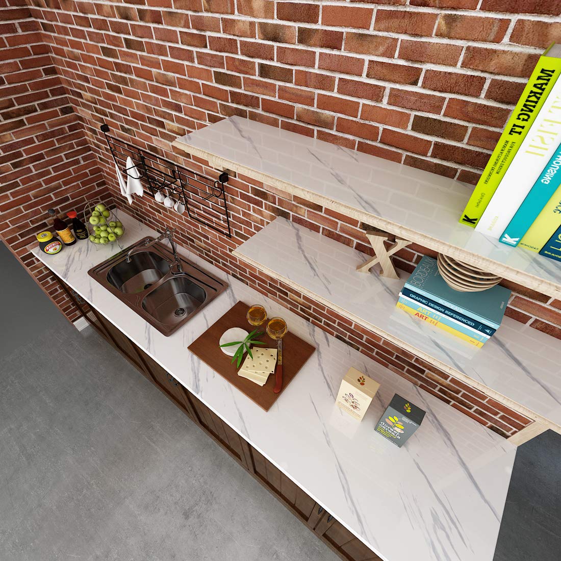 VEELIKE White Marble Contact Paper for Countertops Contact Paper for Cabinets Countert Top Covers Peel and Stick Wallpaper Removable Waterproof Vinyl Self Adhesive Wall Paper for Bedroom 118"X15.7" - Medaid International