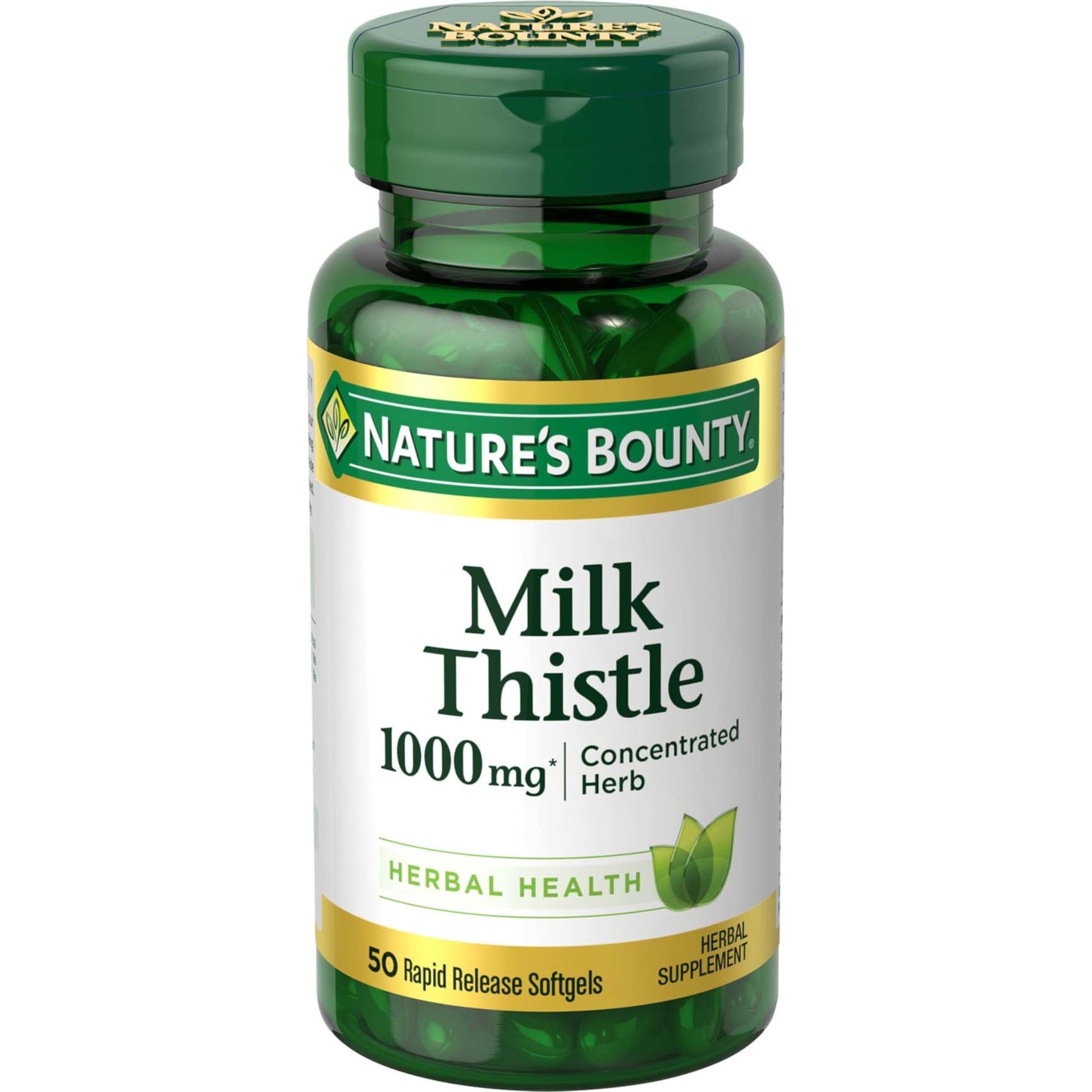 Nature's Bounty Milk Thistle 1000mg, Herbal Health Supplement, Daily Supplement, Gluten Free, Rapid Release Softgels, 50 Ct - Medaid International