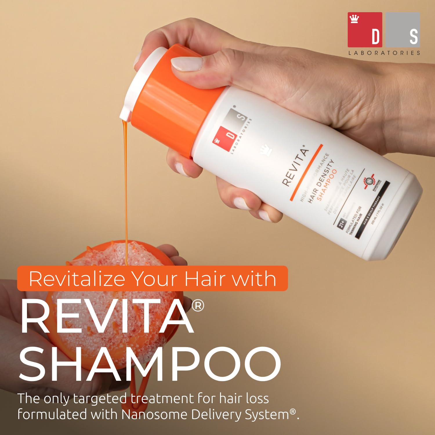 DS Laboratories Revita Shampoo - Hair Growth Shampoo, DHT Blocker, Biotin Formula, for Hair Thickening and Regrowth Treatment for Women and Men - 3.38 Fl Oz (Pack of 1) - Medaid International