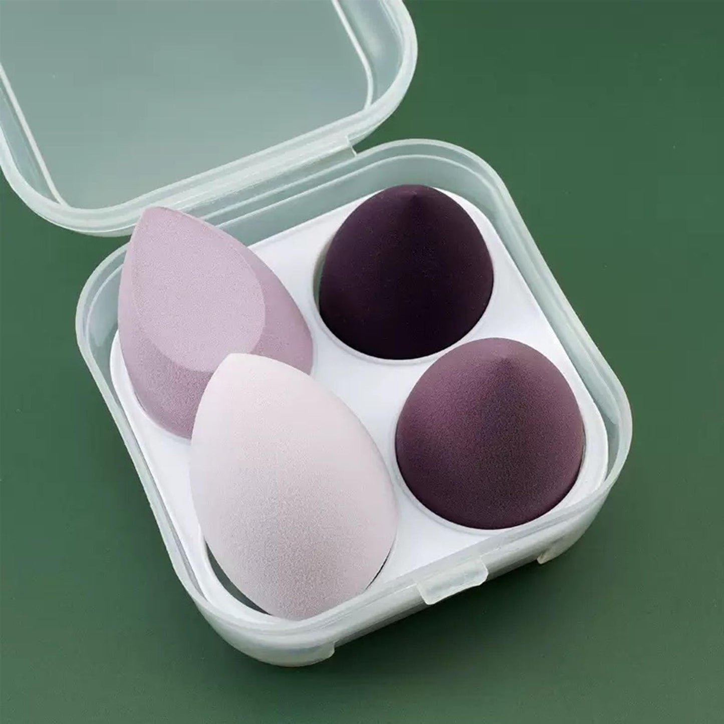 4PCS Makeup Sponge Set with Storage Box, Beauty Blender Sponges for Liquid Cream and Powder, Dry and Wet Use Foundation Blending Applicators for Flawless Makeup Application Purple - Medaid International