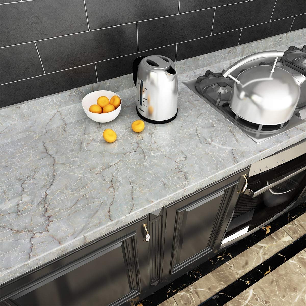 Livelynine Green Marble Countertop Contact Paper Waterproof Peel and Stick Countertops Kitchen Wallpaper Marble Vinyl Wrap Kitchen Counter Top Covers Self Adhesive Covering Desk Table 15.8x78.8 - Medaid International