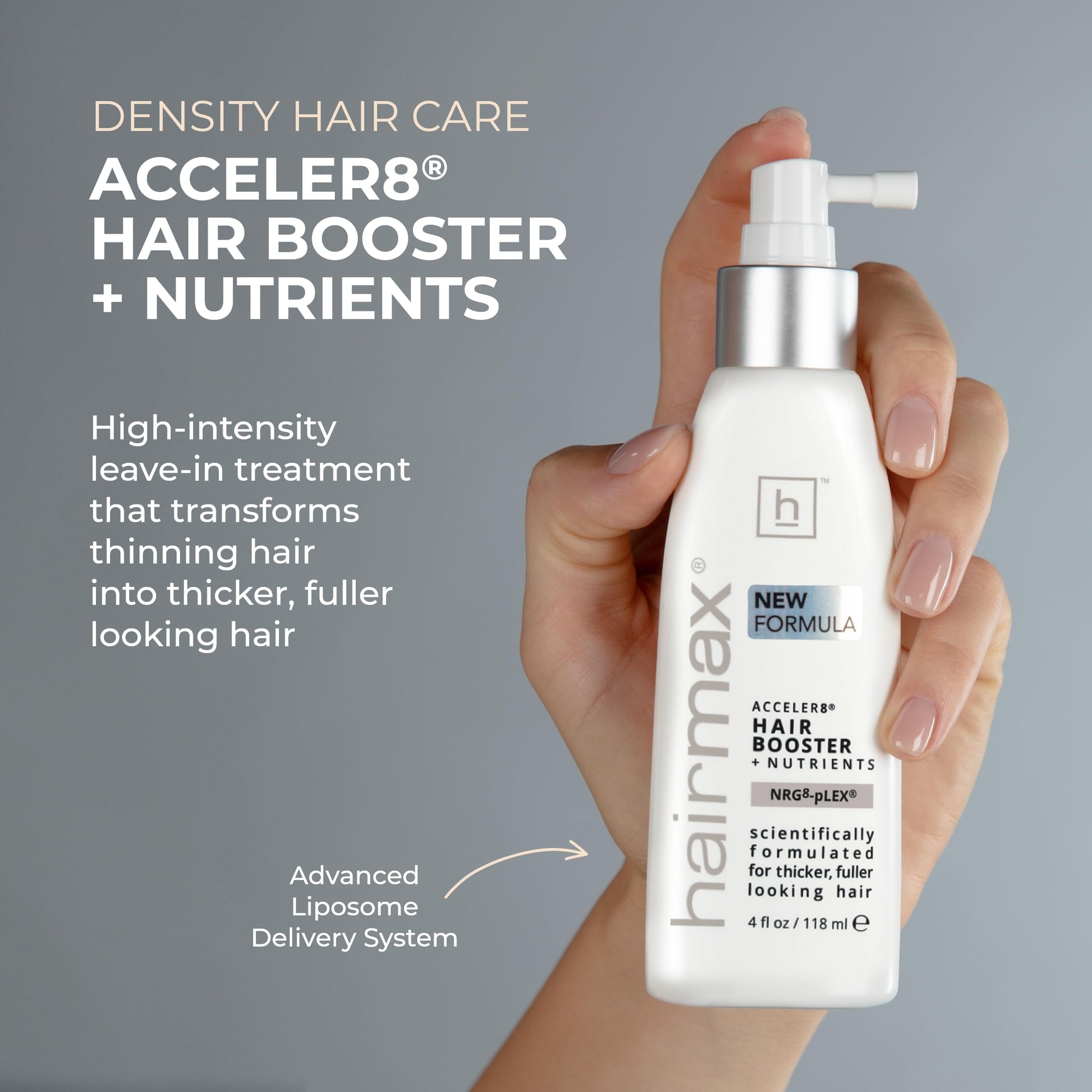 Hairmax Acceler8 Hair Booster + Nutrients - Topical Hair Regrowth Treatment - Thinning Hair Loss Solution - Advanced Scalp Care - Minimizes Hair Shedding - B Vitamins & Omega 6-4 fl oz - Medaid International