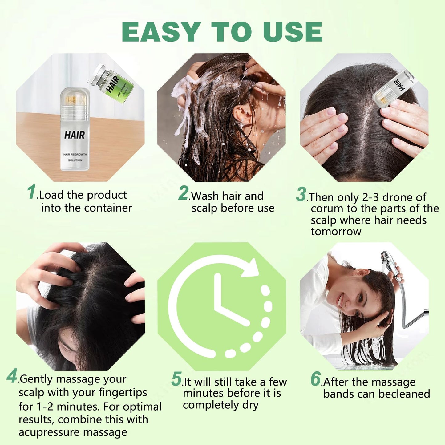 Hair Regrowth System, Advanced Hair Growth Treatment with Ginseng, Eclipta Prostrata, Peppermint Oil & Ginger Root,Hair Serum for Hair Growth,Hair Thickening Solution - Medaid International