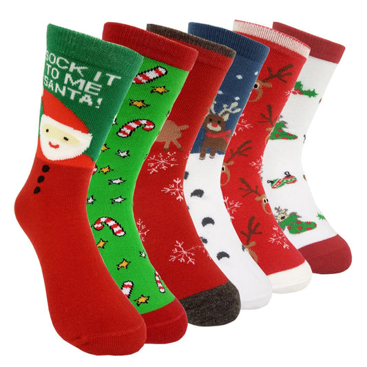 HSELL Womens Christmas Holiday Casual Socks 6 Pairs Colorful Fun Cotton Crew Socks for Novelty Gifts - Medaid International